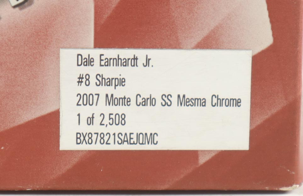 Dale Earnhardt Jr. Signed NASCAR #8 Sharpie 2007 Monte Carlo SS Mesma Chrome - 1:24 Premium Diecast Car (Dale Jr.) at PristineAuction.com Dale Earnhardt Jr. Signed NASCAR #8 Sharpie 2007 Monte Carlo SS Mesma Chrome - 1:24 Premium Diecast Car (Dale Jr.) at PristineAuction.com