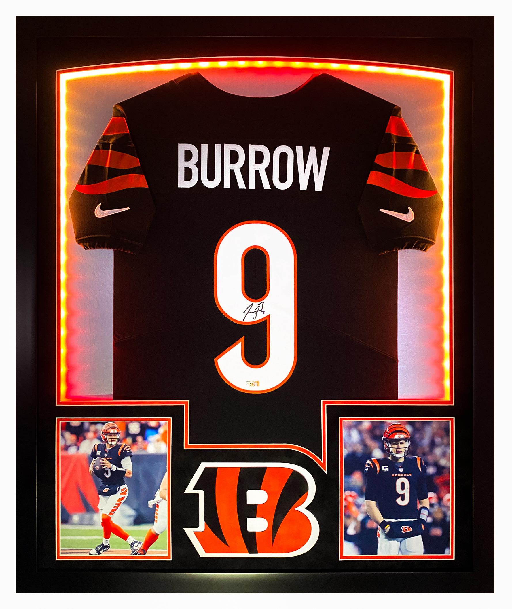 Joe Burrow Signed Bengals Custom Framed LED Jersey Display (Fanatics) at PristineAuction.com Joe Burrow Signed Bengals Custom Framed LED Jersey Display (Fanatics) at PristineAuction.com