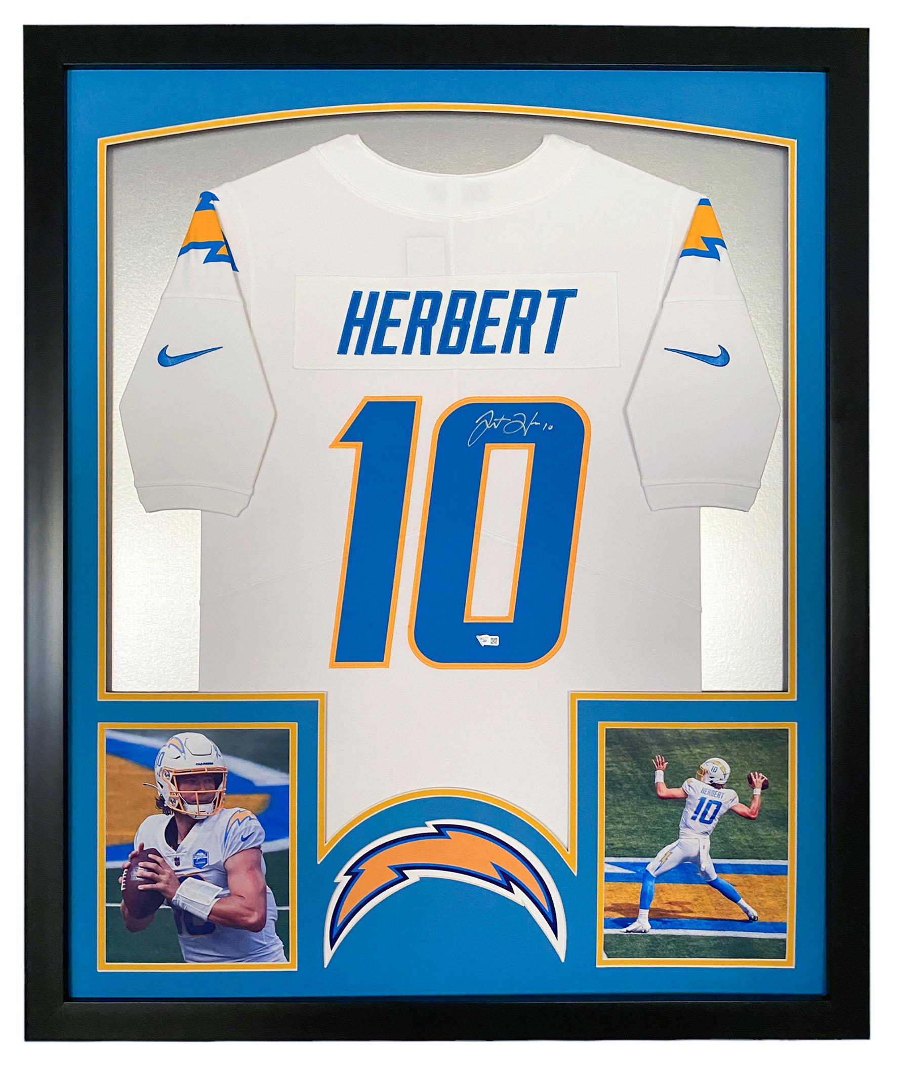 Justin Herbert Signed Chargers Custom Framed LED Jersey Display ...