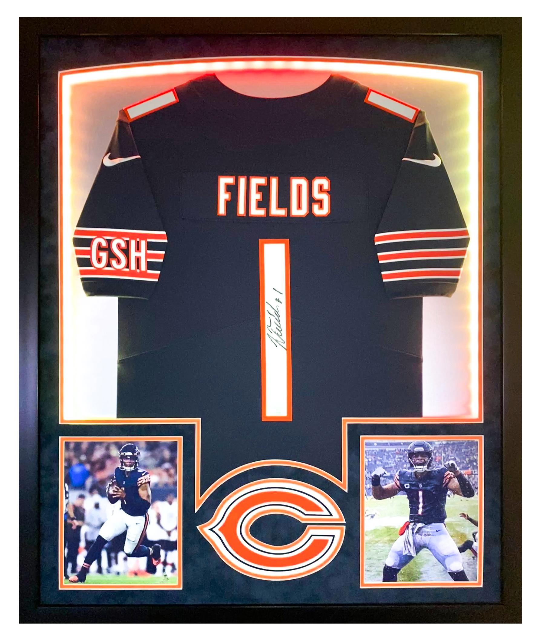 Justin Fields Signed Bears Custom Framed LED Jersey Display (Fanatics ...