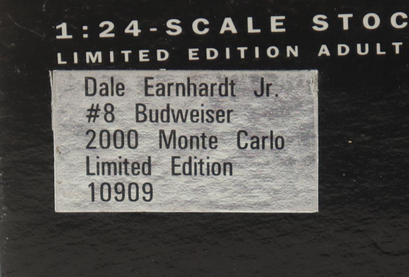 Dale Earnhardt Jr. Signed LE NASCAR #8 Budweiser 2000 Monte Carlo - 1:24 Scale Diecast Car (Dale Jr.) at PristineAuction.com Dale Earnhardt Jr. Signed LE NASCAR #8 Budweiser 2000 Monte Carlo - 1:24 Scale Diecast Car (Dale Jr.) at PristineAuction.com