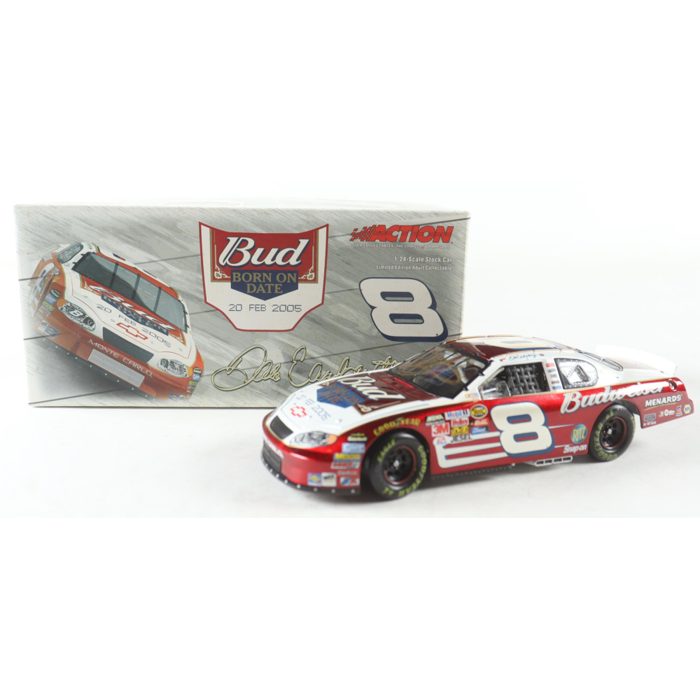 Dale Earnhardt Jr LE #8 Budweiser / Daytona 500 / Born On Date 20 Feb 2005 Color Chrome 2005 Monte Carlo 124 Scale Die Cast Car Pristineauction.com