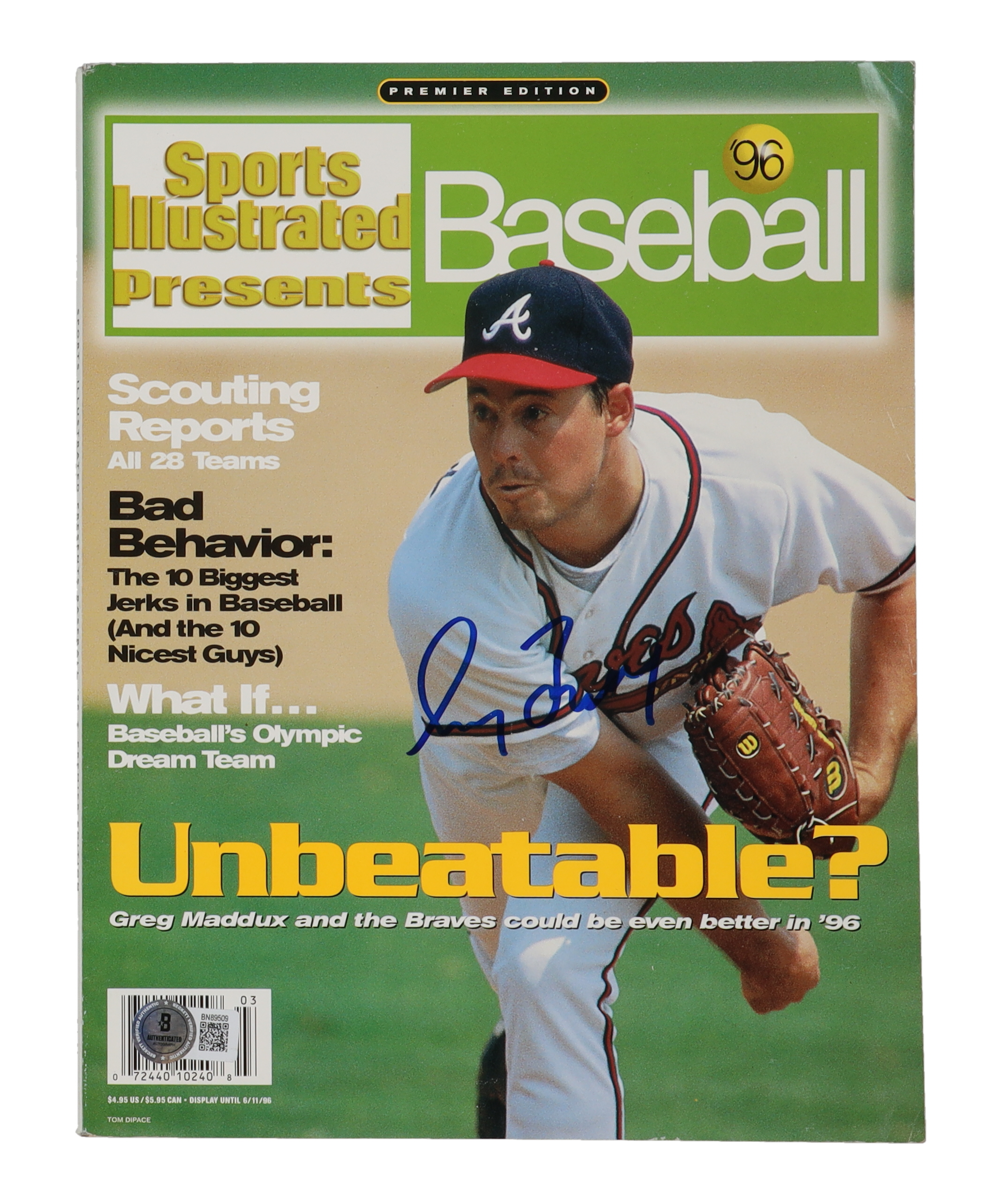 Greg Maddux Signed 1996 Sports Illustrated Magazine (Beckett) at PristineAuction.com Greg Maddux Signed 1996 Sports Illustrated Magazine (Beckett) at PristineAuction.com