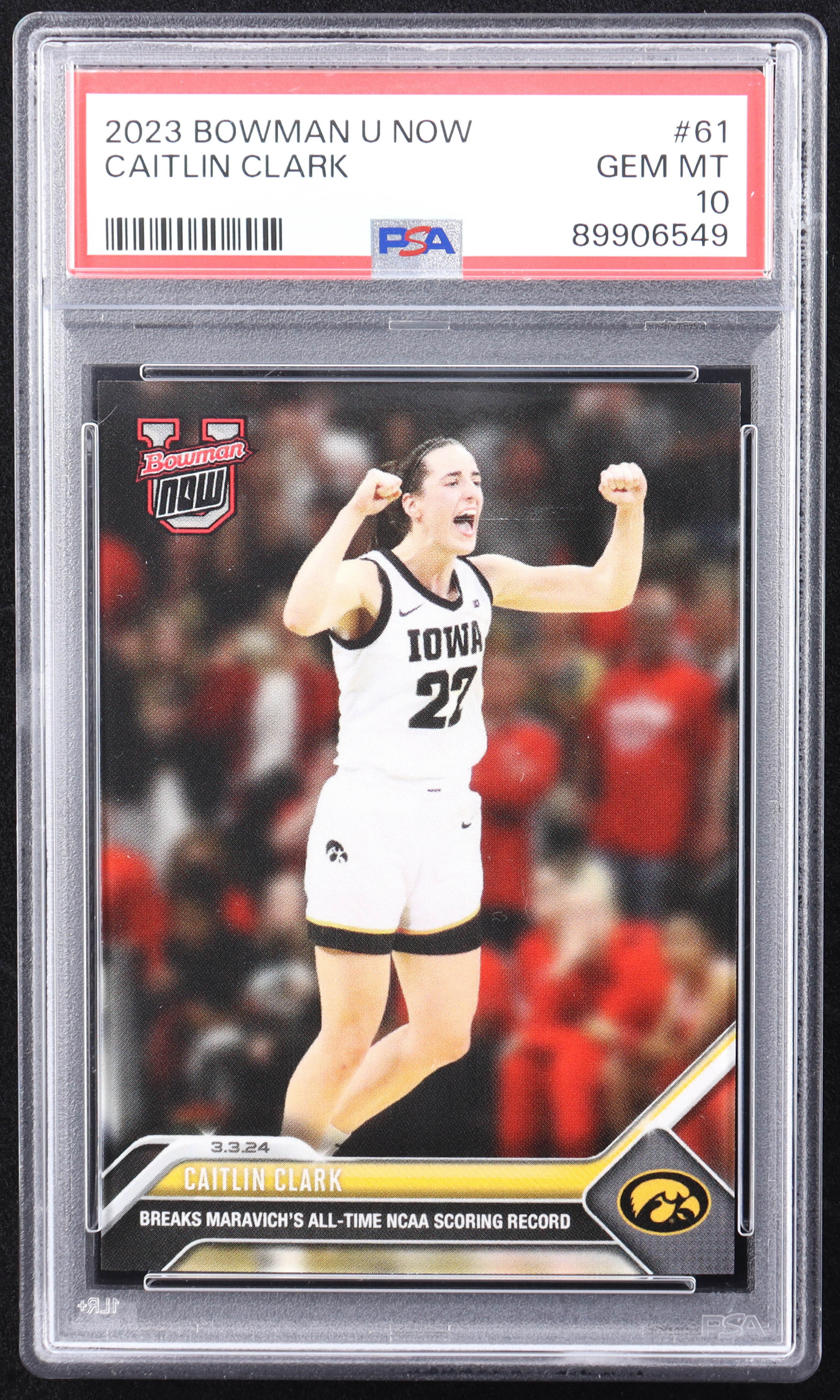 Caitlin Clark 2023-24 Bowman University Now #64 RC (PSA 10) at PristineAuction.com Caitlin Clark 2023-24 Bowman University Now #64 RC (PSA 10) at PristineAuction.com