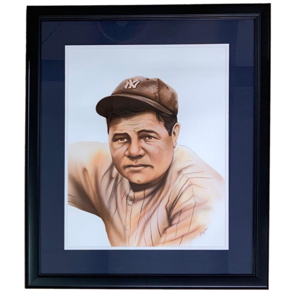 Babe Ruth Yankees Custom Framed Original Gary Longordo Print On Board ...