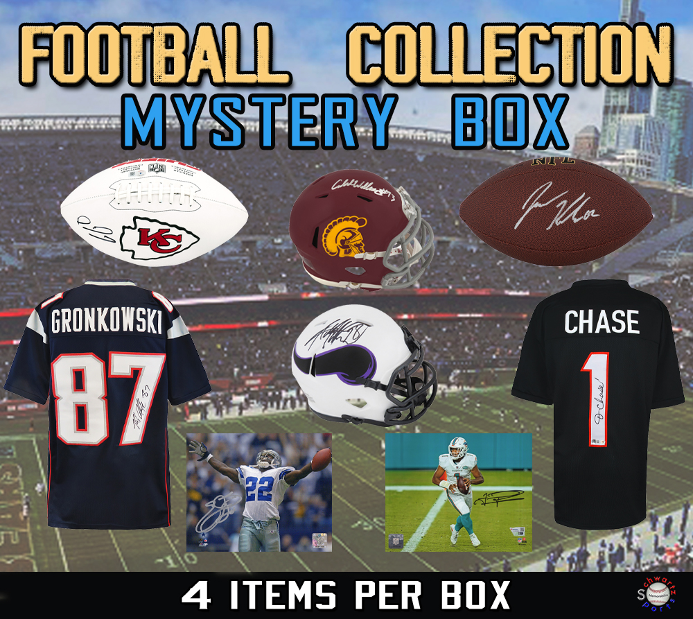 Football Collection Signed Mystery Box - Series 20 (Limited to 150) – Schwartz Sports (4 SIGNED ITEMS PER BOX!!) at PristineAuction.com Football Collection Signed Mystery Box - Series 20 (Limited to 150) – Schwartz Sports (4 SIGNED ITEMS PER BOX!!) at PristineAuction.com