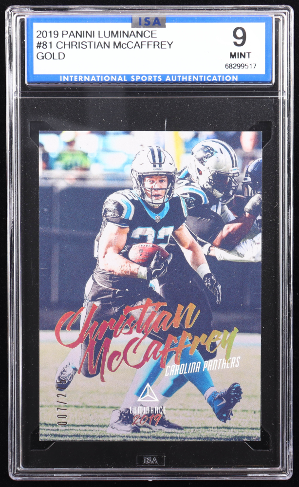 Christian McCaffrey 2019 Panini Luminance Gold #81 #7/275 RC (ISA 9)