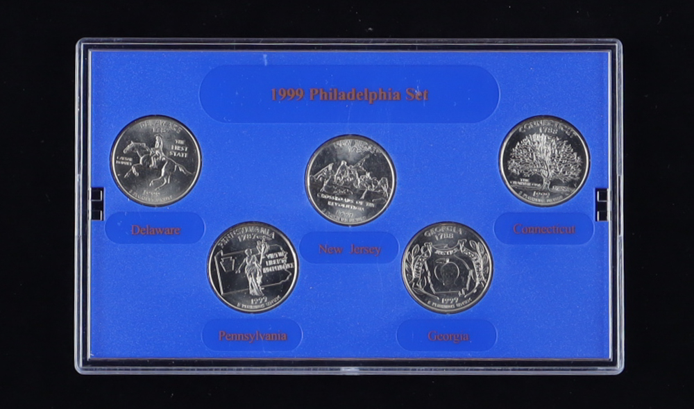 1999 Philadelphia Mint 50 State Quarters Proof Set with (5) Coins at PristineAuction.com 1999 Philadelphia Mint 50 State Quarters Proof Set with (5) Coins at PristineAuction.com