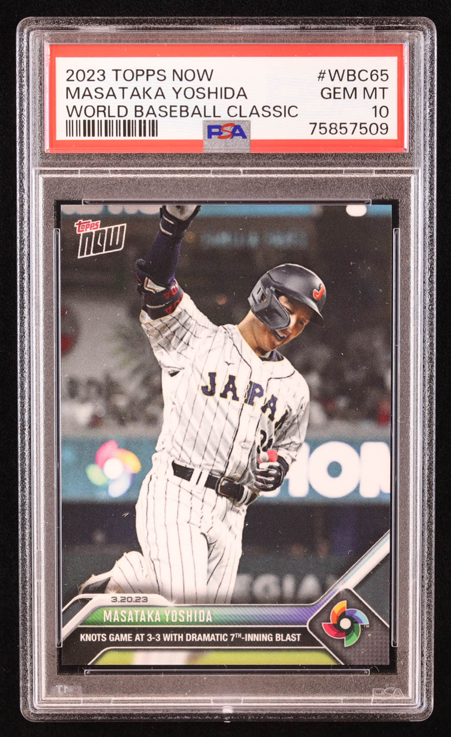 Masataka Yoshida 2023 Topps Now World Baseball Classic #WBC65 RC (PSA 10) at PristineAuction.com Masataka Yoshida 2023 Topps Now World Baseball Classic #WBC65 RC (PSA 10) at PristineAuction.com