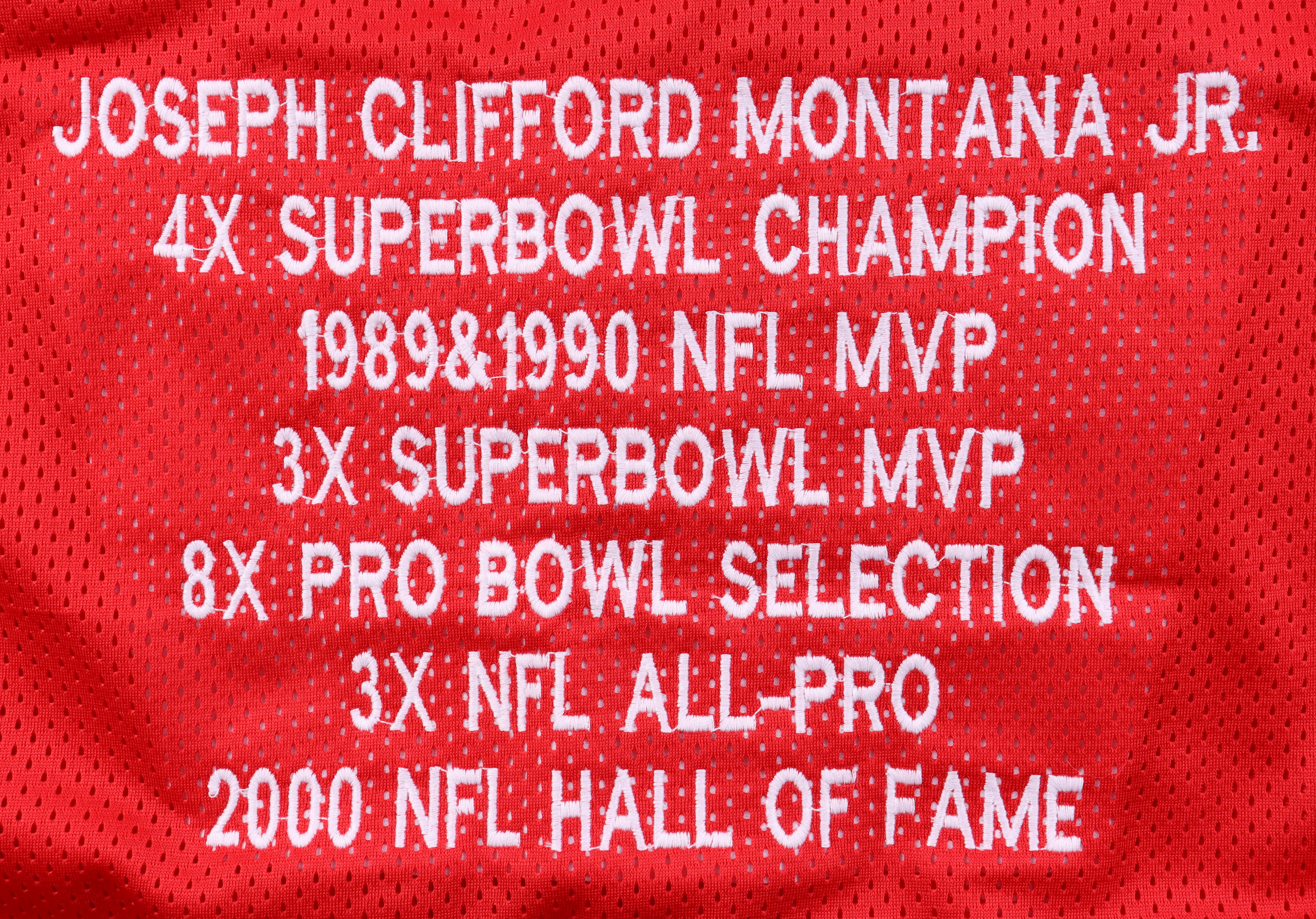 Joe Montana Signed Career Highlight Stat Jersey (Beckett) at PristineAuction.com Joe Montana Signed Career Highlight Stat Jersey (Beckett) at PristineAuction.com