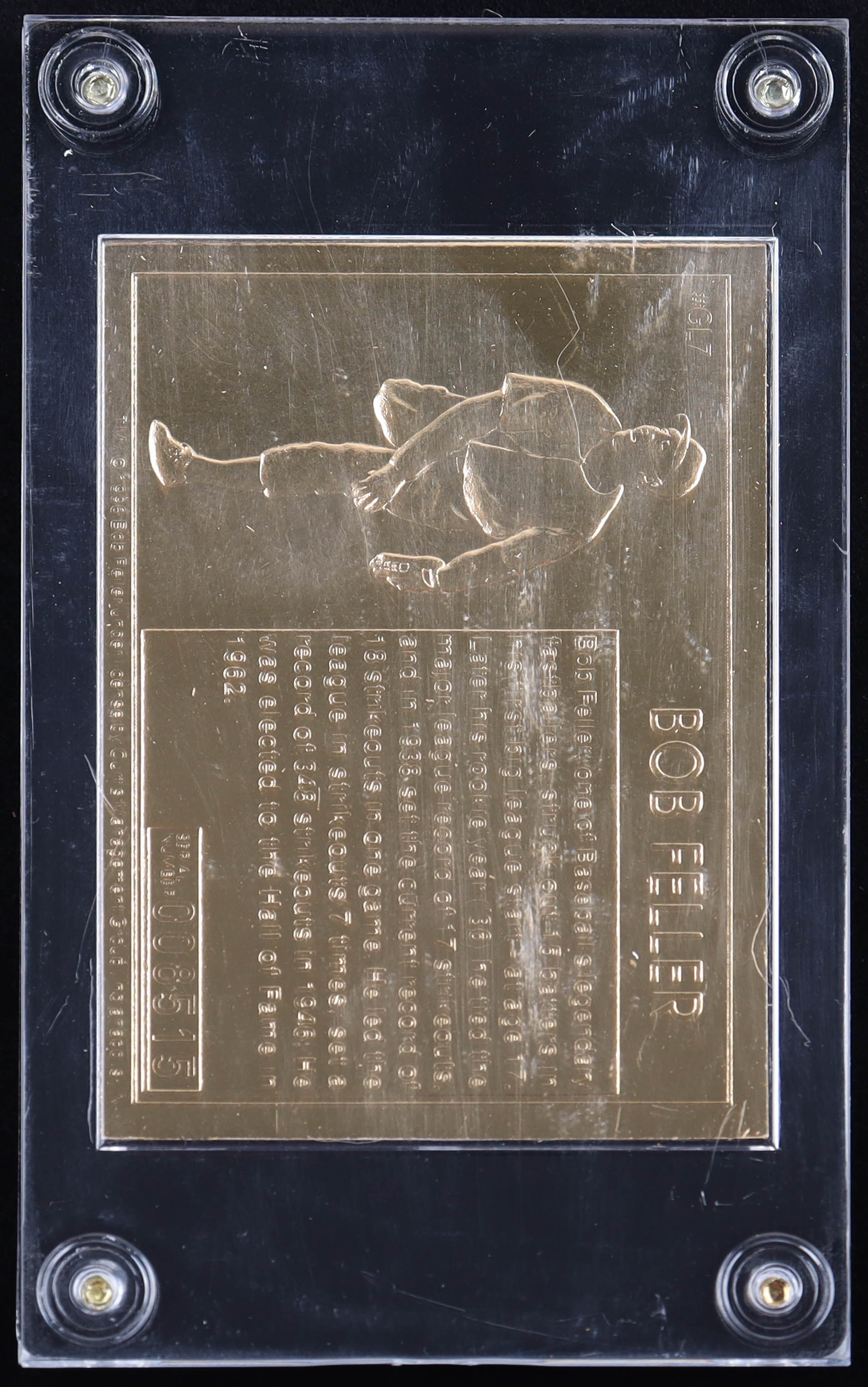 Bob Feller Signed 1996 Golden Legends 23Kt Gold #GL7 (PSA) at PristineAuction.com Bob Feller Signed 1996 Golden Legends 23Kt Gold #GL7 (PSA) at PristineAuction.com