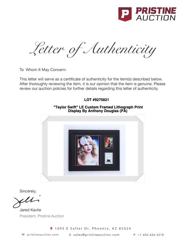 "Taylor Swift" LE Custom Framed Lithograph Print Display By Anthony Douglas (PA) at PristineAuction.com "Taylor Swift" LE Custom Framed Lithograph Print Display By Anthony Douglas (PA) at PristineAuction.com