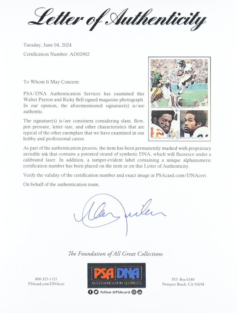 Walter Payton & Ricky Bell Signed Custom Framed Magazine Photo Display (PSA) at PristineAuction.com Walter Payton & Ricky Bell Signed Custom Framed Magazine Photo Display (PSA) at PristineAuction.com