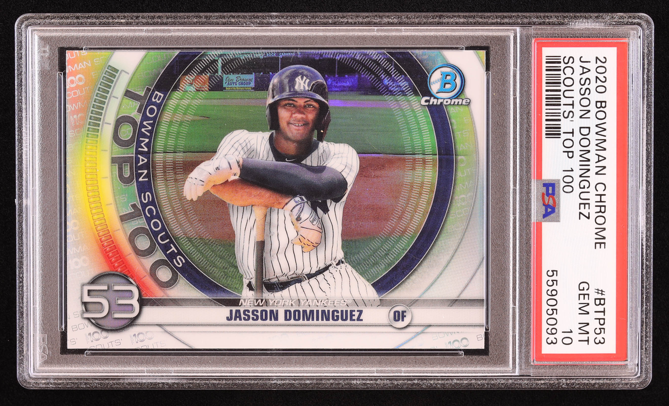 Jasson Dominguez 2020 Bowman Chrome Scouts Top 100 #BTP53 RC (PSA 10) at PristineAuction.com Jasson Dominguez 2020 Bowman Chrome Scouts Top 100 #BTP53 RC (PSA 10) at PristineAuction.com