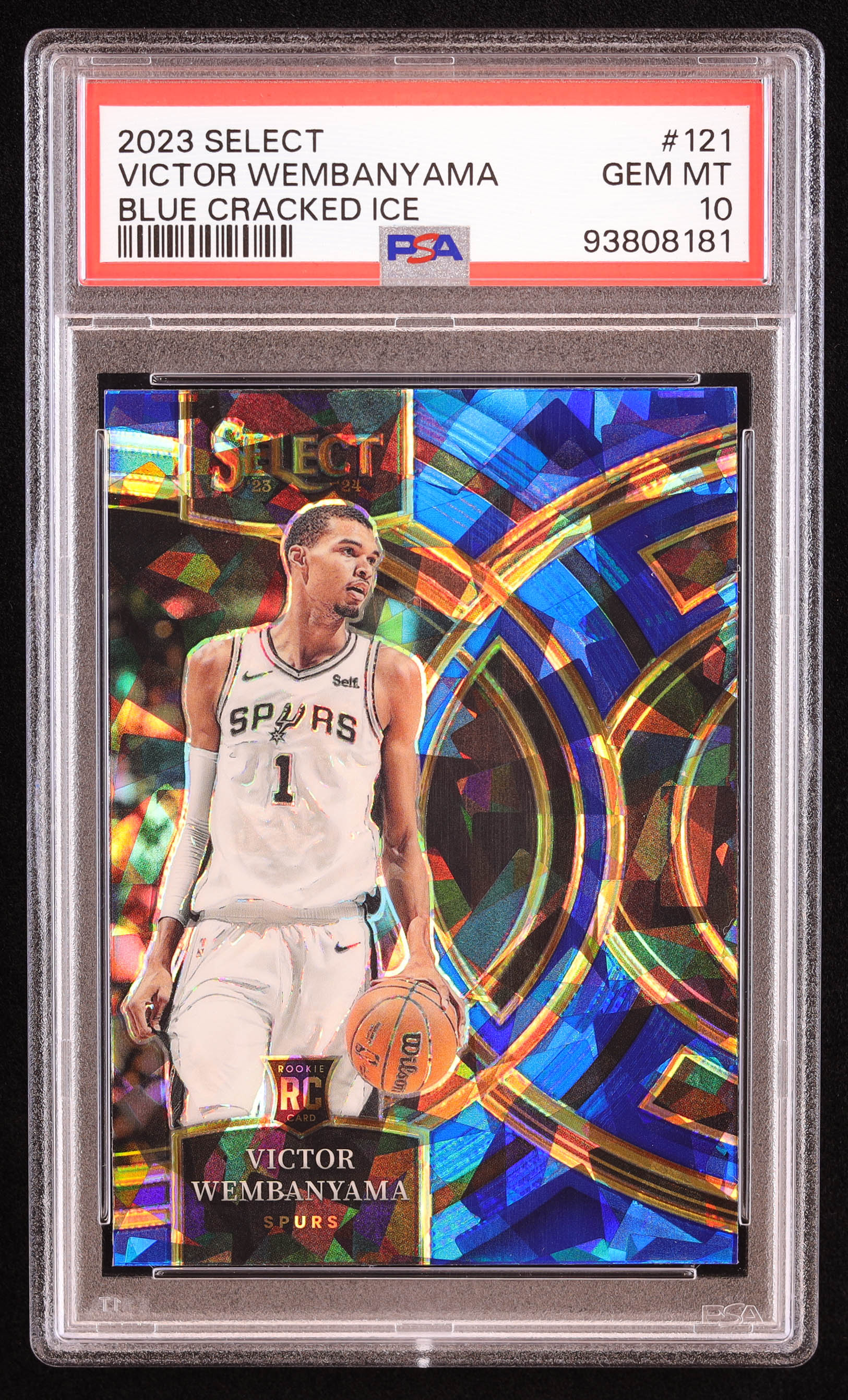 Victor Wembanyama 2023-24 Select Prizms Blue Cracked Ice #121 RC (PSA 10) at PristineAuction.com Victor Wembanyama 2023-24 Select Prizms Blue Cracked Ice #121 RC (PSA 10) at PristineAuction.com