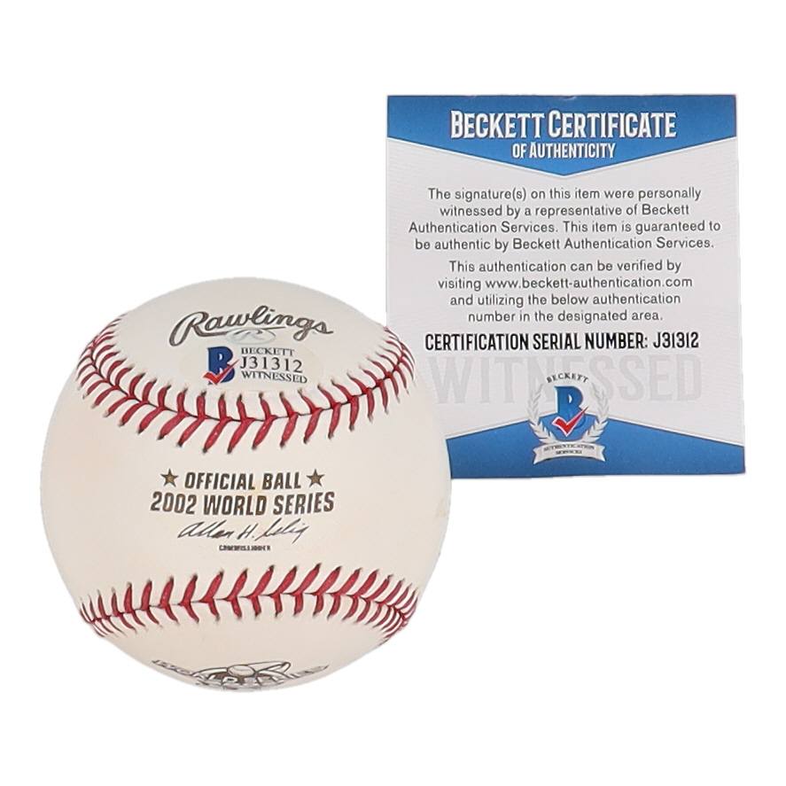 Adam Kennedy Signed 2002 World Series Logo Baseball Inscribed "2002 WS Champs" (Beckett) at PristineAuction.com Adam Kennedy Signed 2002 World Series Logo Baseball Inscribed "2002 WS Champs" (Beckett) at PristineAuction.com