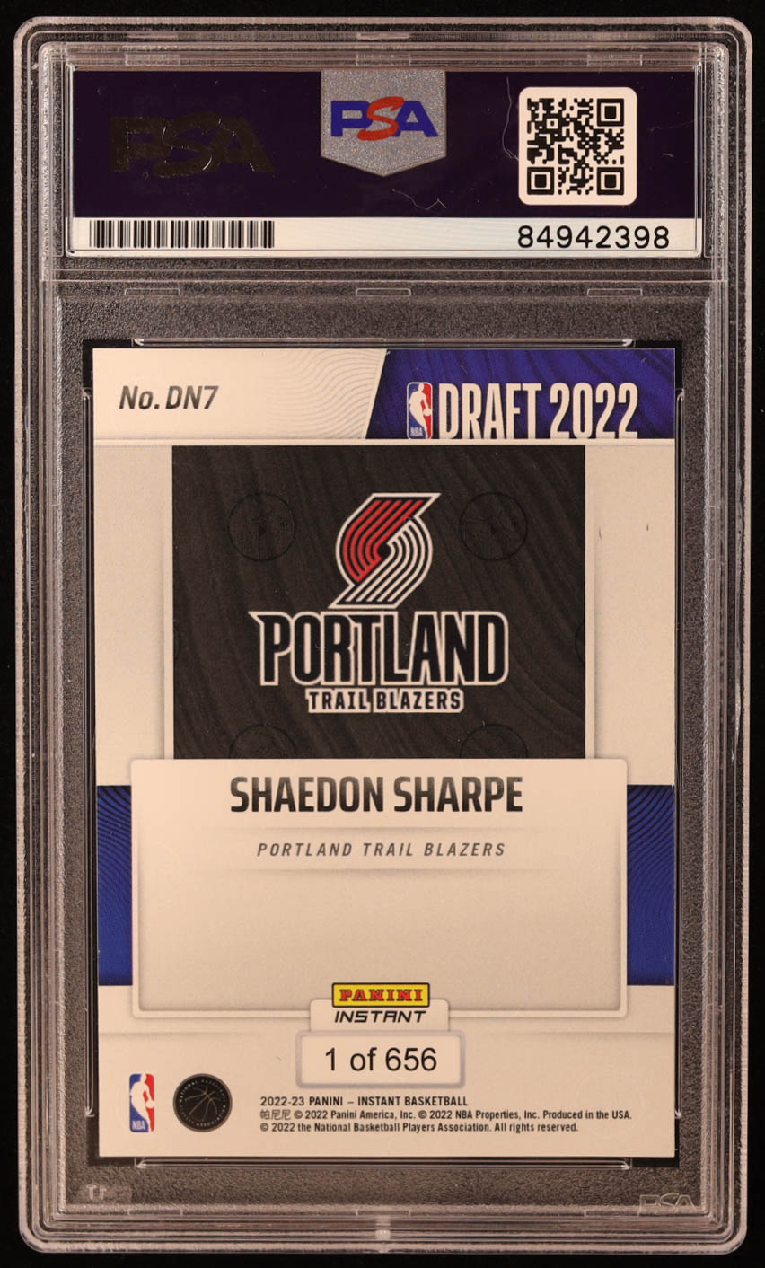 Shaedon Sharpe Signed 2022-23 Panini Instant Draft Night #DN7 RC (PSA) at PristineAuction.com Shaedon Sharpe Signed 2022-23 Panini Instant Draft Night #DN7 RC (PSA) at PristineAuction.com