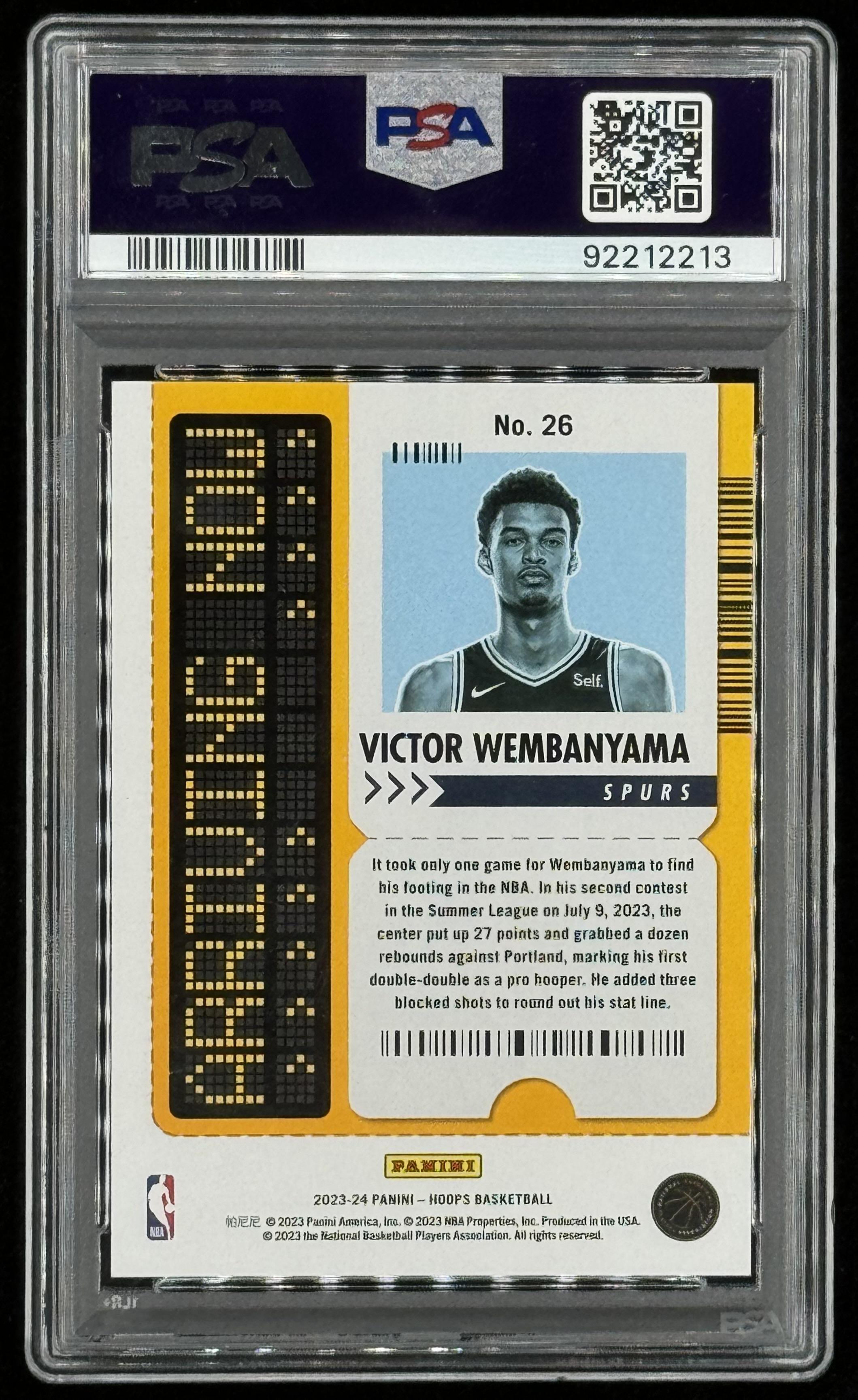 Victor Wembanyama 2023-24 Hoops Arriving Now Winter #26 RC (PSA 10) at PristineAuction.com Victor Wembanyama 2023-24 Hoops Arriving Now Winter #26 RC (PSA 10) at PristineAuction.com