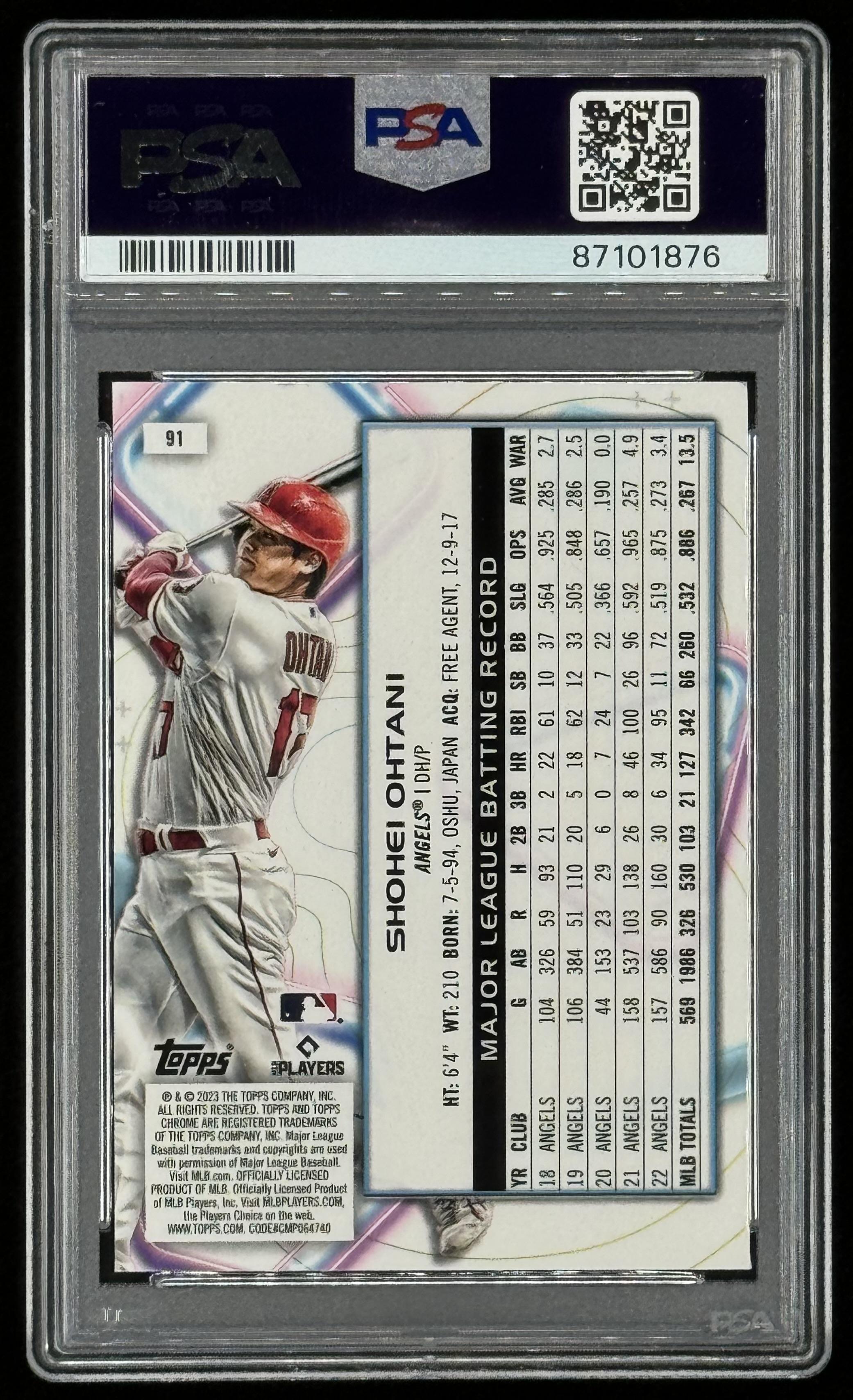 Shohei Ohtani 2023 Topps Cosmic Chrome #91 (PSA 10) at PristineAuction.com Shohei Ohtani 2023 Topps Cosmic Chrome #91 (PSA 10) at PristineAuction.com