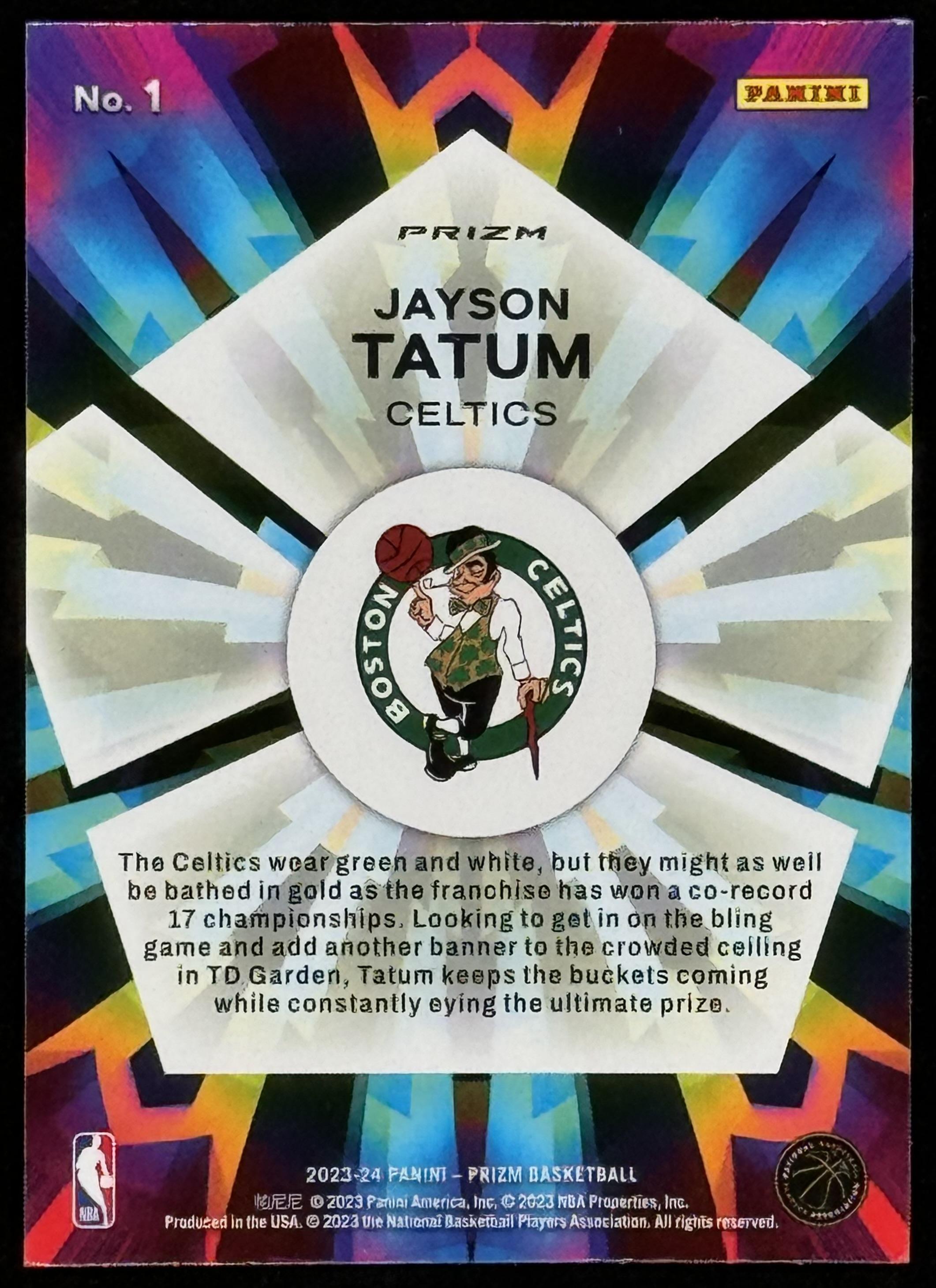 Jayson Tatum 2023-24 Panini Prizm Kaleidoscopic Prizms Fast Break #1 at PristineAuction.com Jayson Tatum 2023-24 Panini Prizm Kaleidoscopic Prizms Fast Break #1 at PristineAuction.com