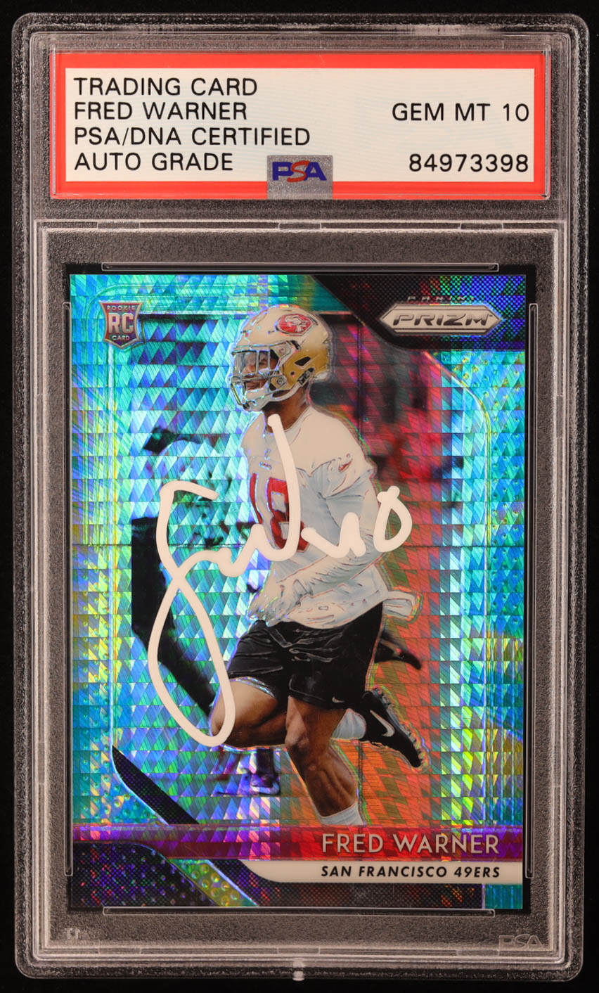 Fred Warner Signed 2018 Panini Prizm Prizms Hyper #98 RC #161/275 (PSA | Autograph Graded PSA 10) at PristineAuction.com Fred Warner Signed 2018 Panini Prizm Prizms Hyper #98 RC #161/275 (PSA | Autograph Graded PSA 10) at PristineAuction.com