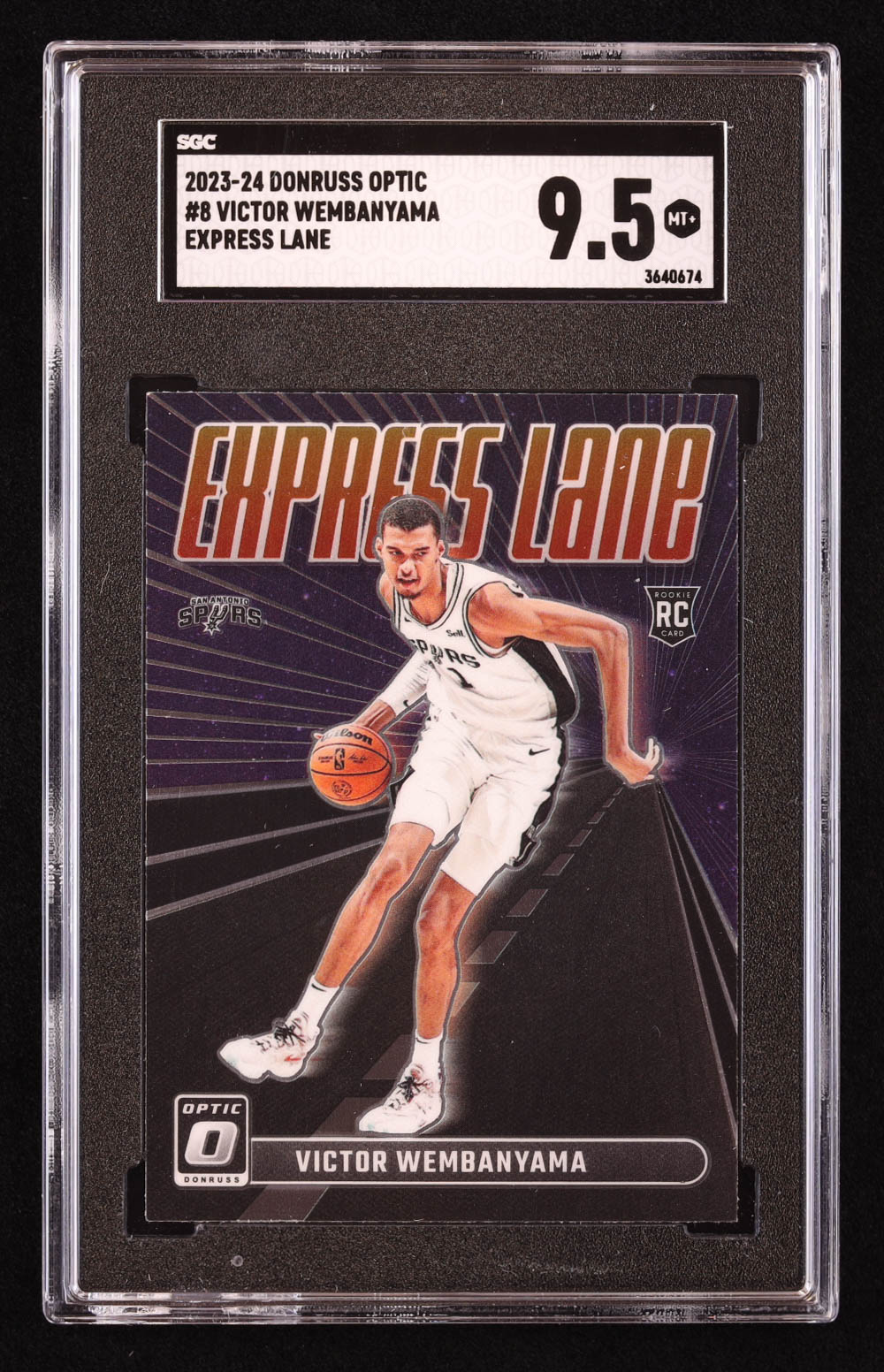 Victor Wembanyama 2023-24 Donruss Optic Express Lane #8 RC (SGC 9.5) at PristineAuction.com Victor Wembanyama 2023-24 Donruss Optic Express Lane #8 RC (SGC 9.5) at PristineAuction.com