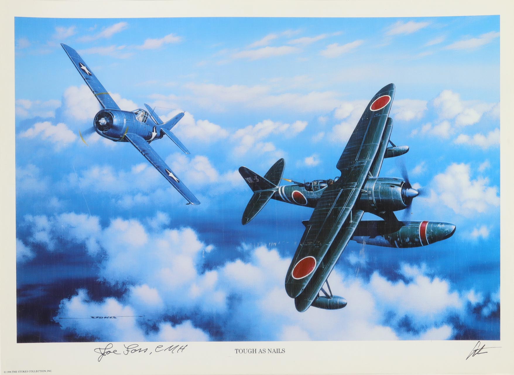 Joe Foss & Stan Stokes Signed "Tough as Nails" 11.5x16 Lithograph (AIV) at PristineAuction.com Joe Foss & Stan Stokes Signed "Tough as Nails" 11.5x16 Lithograph (AIV) at PristineAuction.com