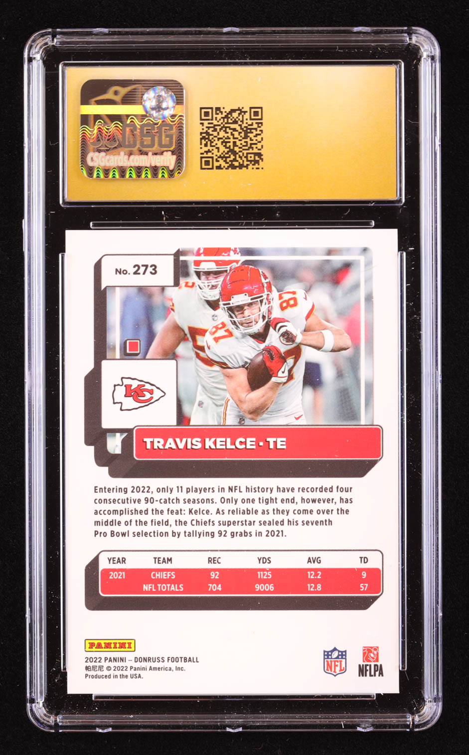 Travis Kelce 2022 Donruss Press Proof Premium #273 (CGC 10) at PristineAuction.com Travis Kelce 2022 Donruss Press Proof Premium #273 (CGC 10) at PristineAuction.com