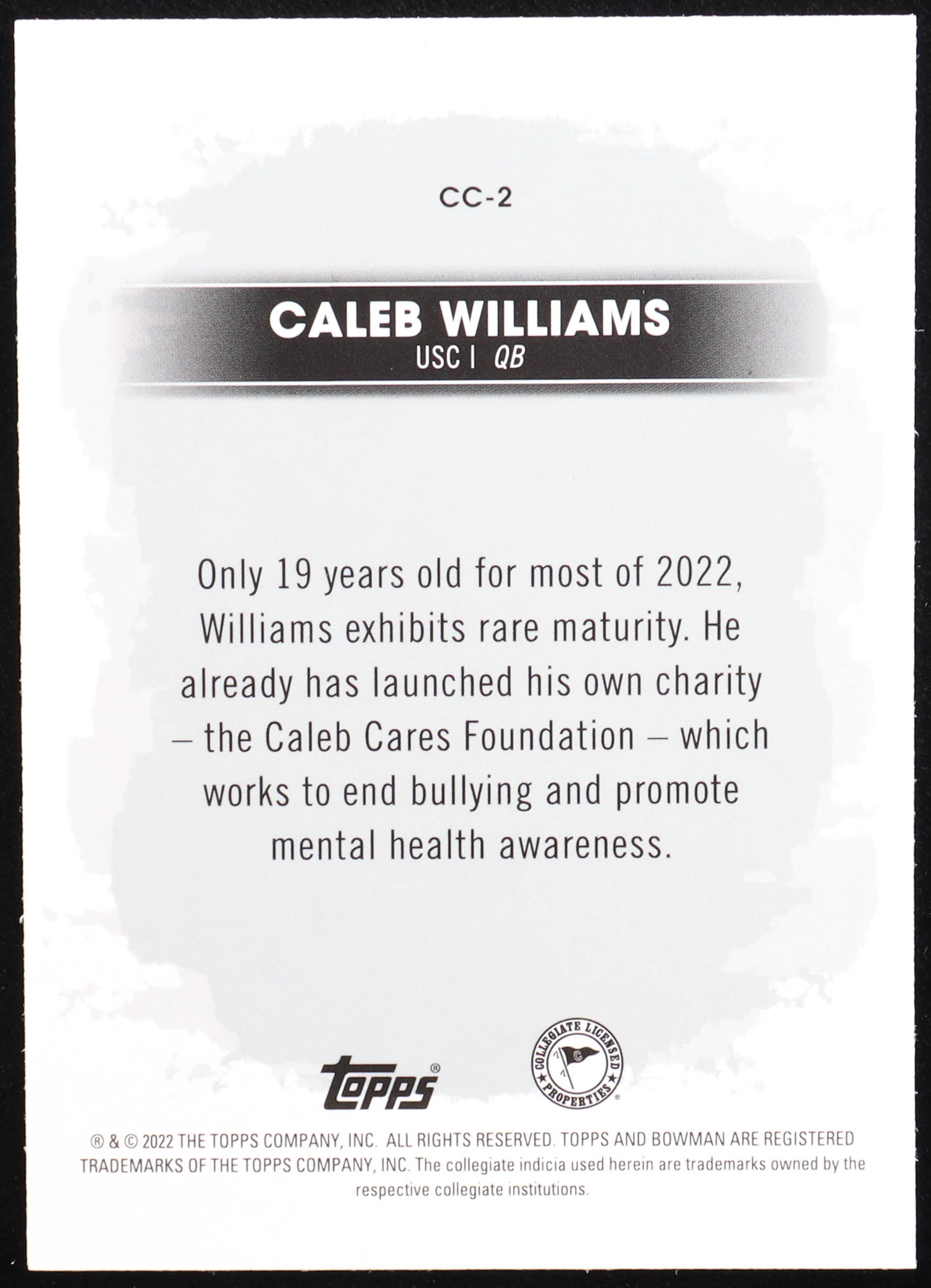 Caleb Williams 2022 Bowman's Best University Campus Captains Refractor #CC2 RC at PristineAuction.com Caleb Williams 2022 Bowman's Best University Campus Captains Refractor #CC2 RC at PristineAuction.com