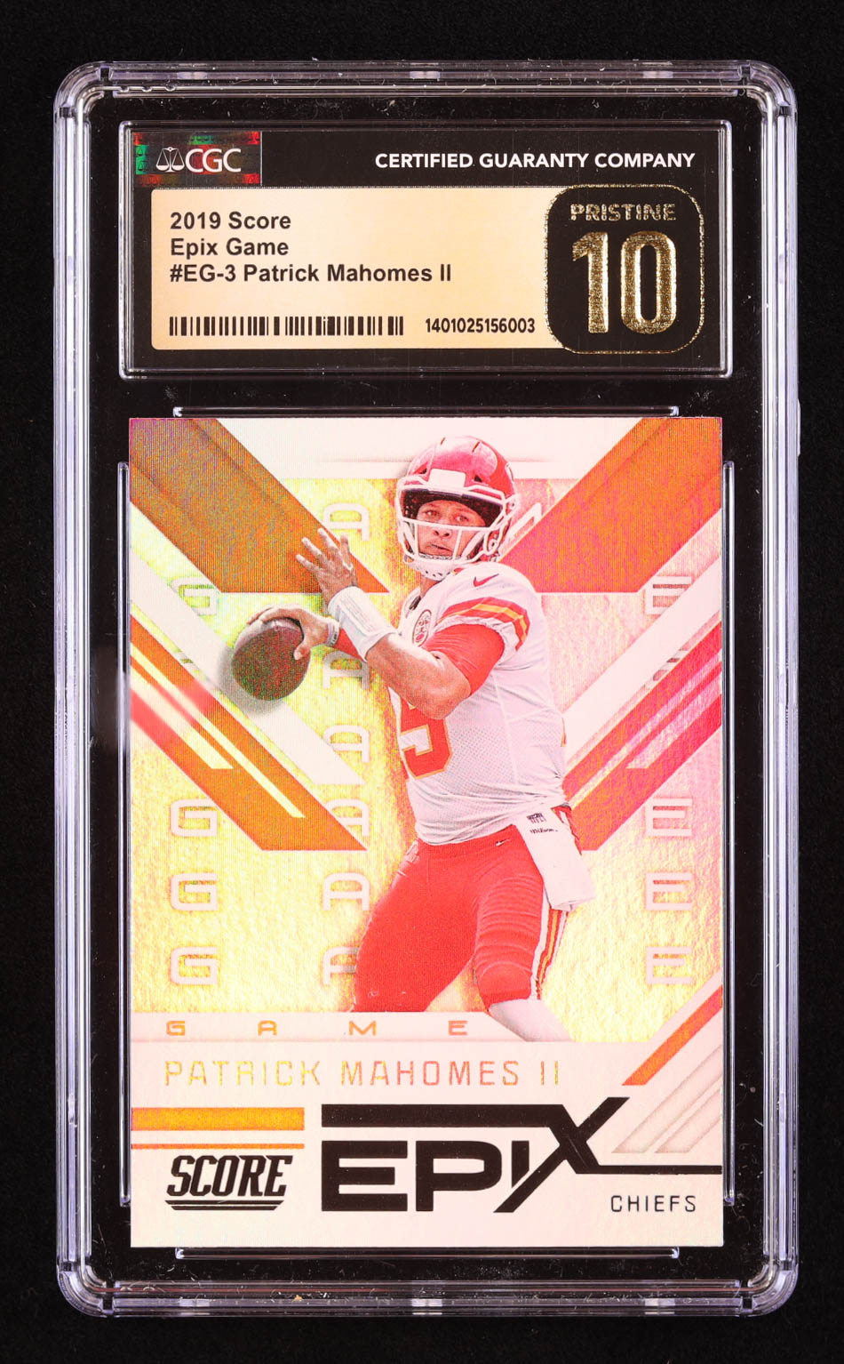 Patrick Mahomes II 2019 Score Epix Game #3 (CGC 10 | Pristine Black ...
