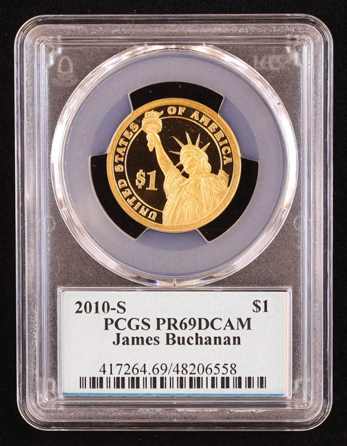 2010-S U.S. Presidential Proof $1 Coin - James Buchanan 15th President (PCGS PR69DCAM) at PristineAuction.com 2010-S U.S. Presidential Proof $1 Coin - James Buchanan 15th President (PCGS PR69DCAM) at PristineAuction.com