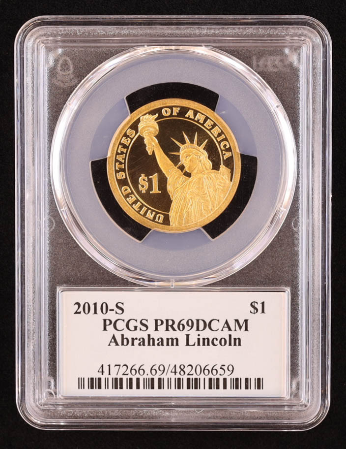 2010-S U.S. Presidential Proof $1 Coin - Abraham Lincoln 16th President (PCGS PR69DCAM) at PristineAuction.com 2010-S U.S. Presidential Proof $1 Coin - Abraham Lincoln 16th President (PCGS PR69DCAM) at PristineAuction.com