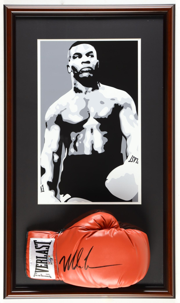 Mike Tyson Signed Custom Framed Everlast Boxing Glove Display with ...