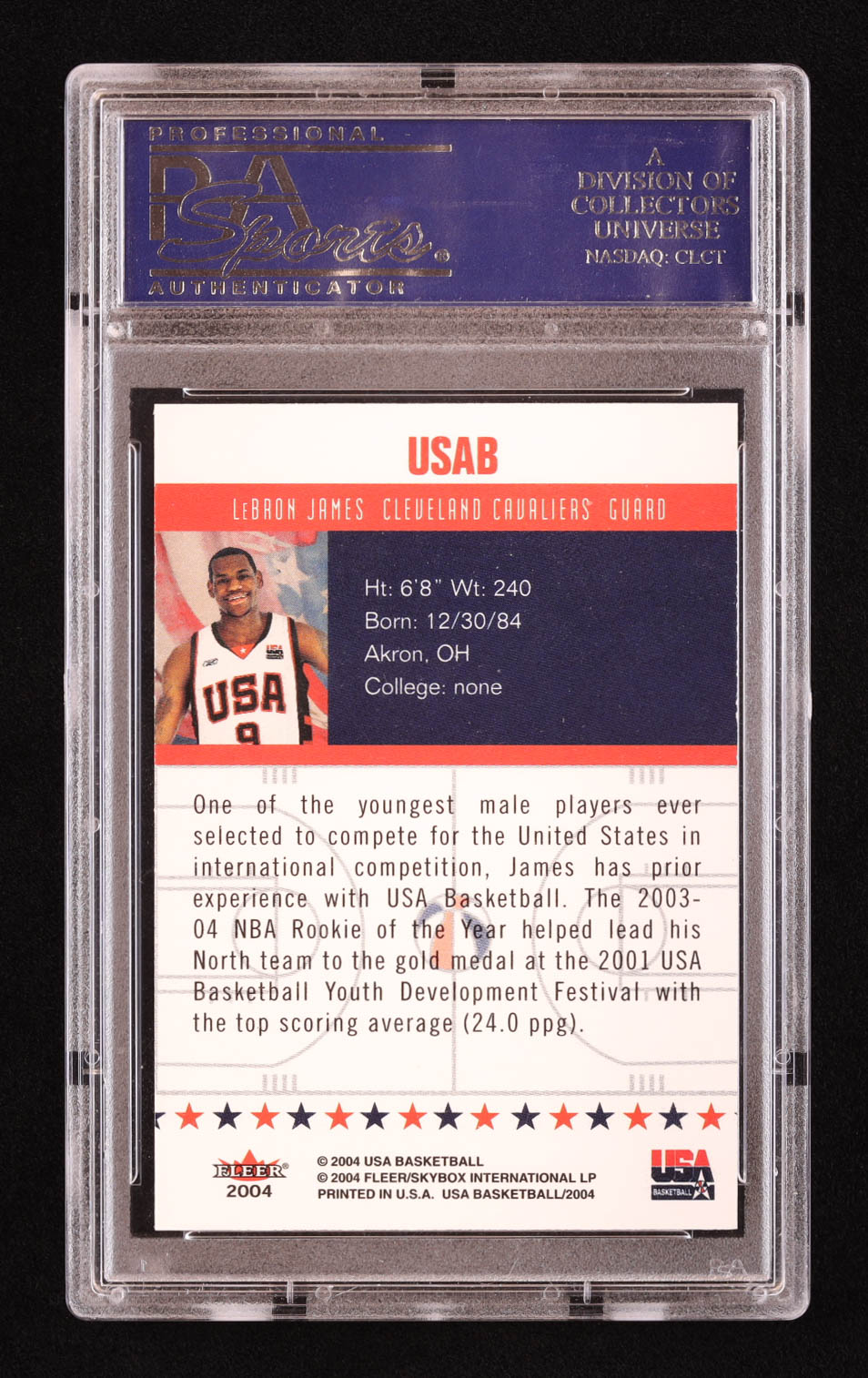 LeBron James 2004 Skybox USA Basketball #USAB (PSA 9) at PristineAuction.com LeBron James 2004 Skybox USA Basketball #USAB (PSA 9) at PristineAuction.com