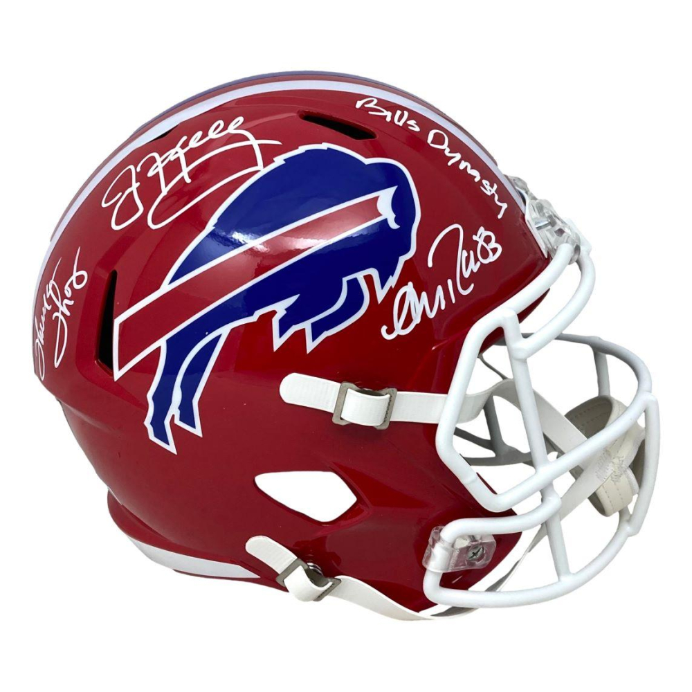 Jim Kelly, Thurman Thomas & Andre Reed Signed Bills FullSize Throwback