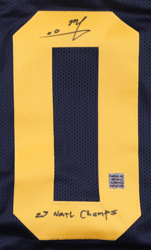 Mike Sainristil Signed Jersey Inscribed "23 NATL Champs" (Playball Ink) at PristineAuction.com Mike Sainristil Signed Jersey Inscribed "23 NATL Champs" (Playball Ink) at PristineAuction.com