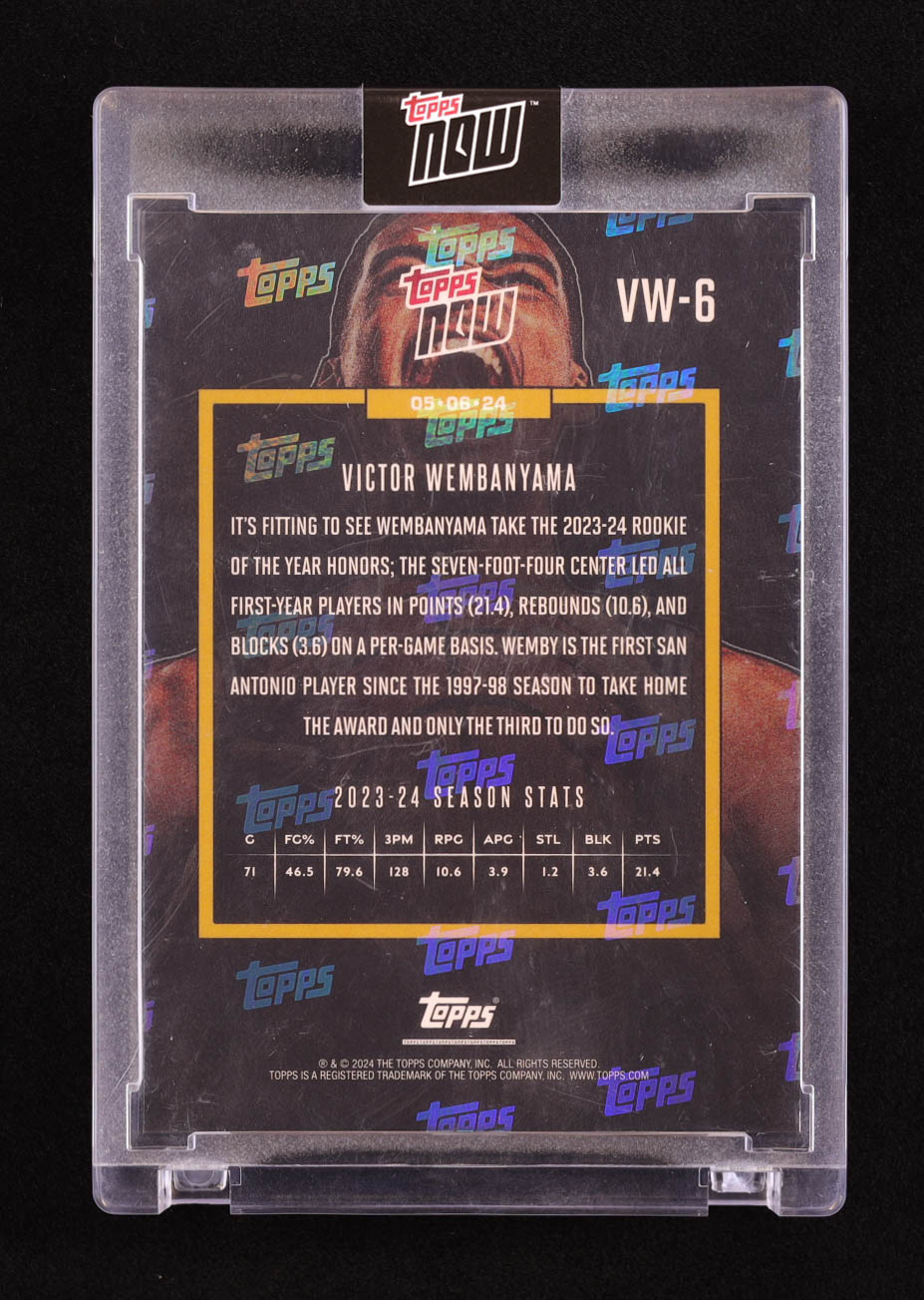 Victor Wembanyama 2023-24 Topps Now Victor Wembanyama #VW6 RC at PristineAuction.com Victor Wembanyama 2023-24 Topps Now Victor Wembanyama #VW6 RC at PristineAuction.com