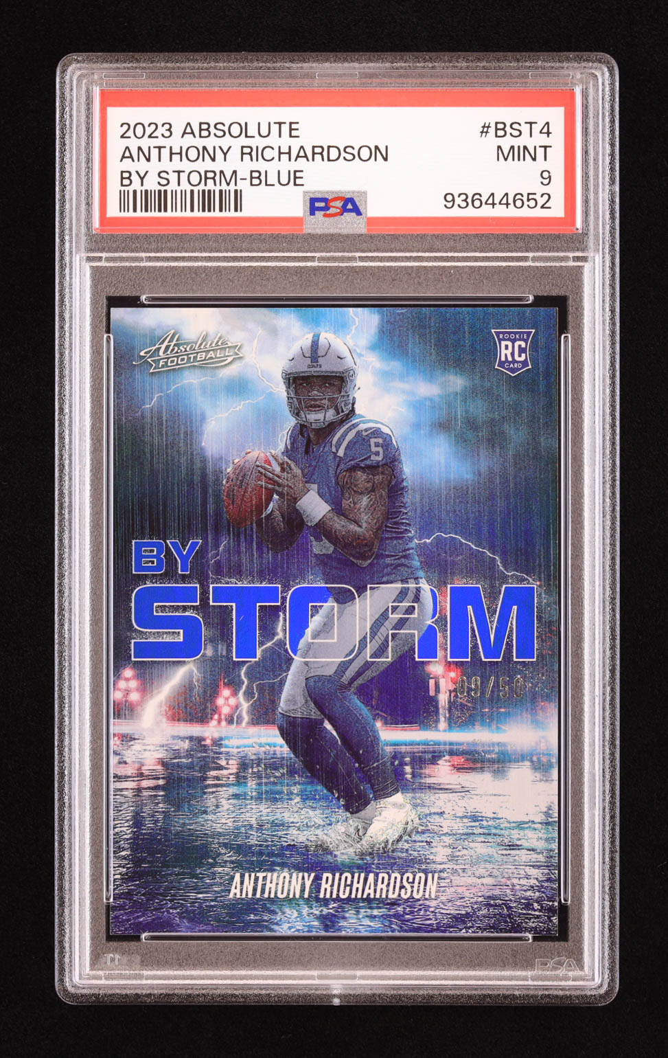 Anthony Richardson 2023 Absolute By Storm Blue #4 RC #9/50 (PSA 9) at PristineAuction.com Anthony Richardson 2023 Absolute By Storm Blue #4 RC #9/50 (PSA 9) at PristineAuction.com