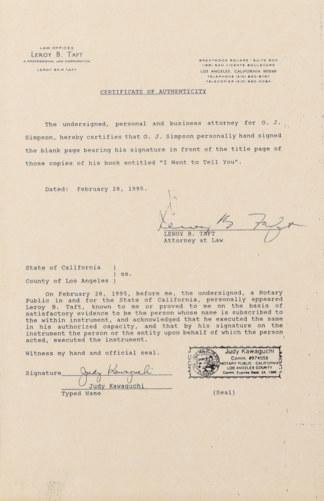 O. J. Simpson Signed "I Want To Tell You" Hardcover Book (JSA) at PristineAuction.com O. J. Simpson Signed "I Want To Tell You" Hardcover Book (JSA) at PristineAuction.com