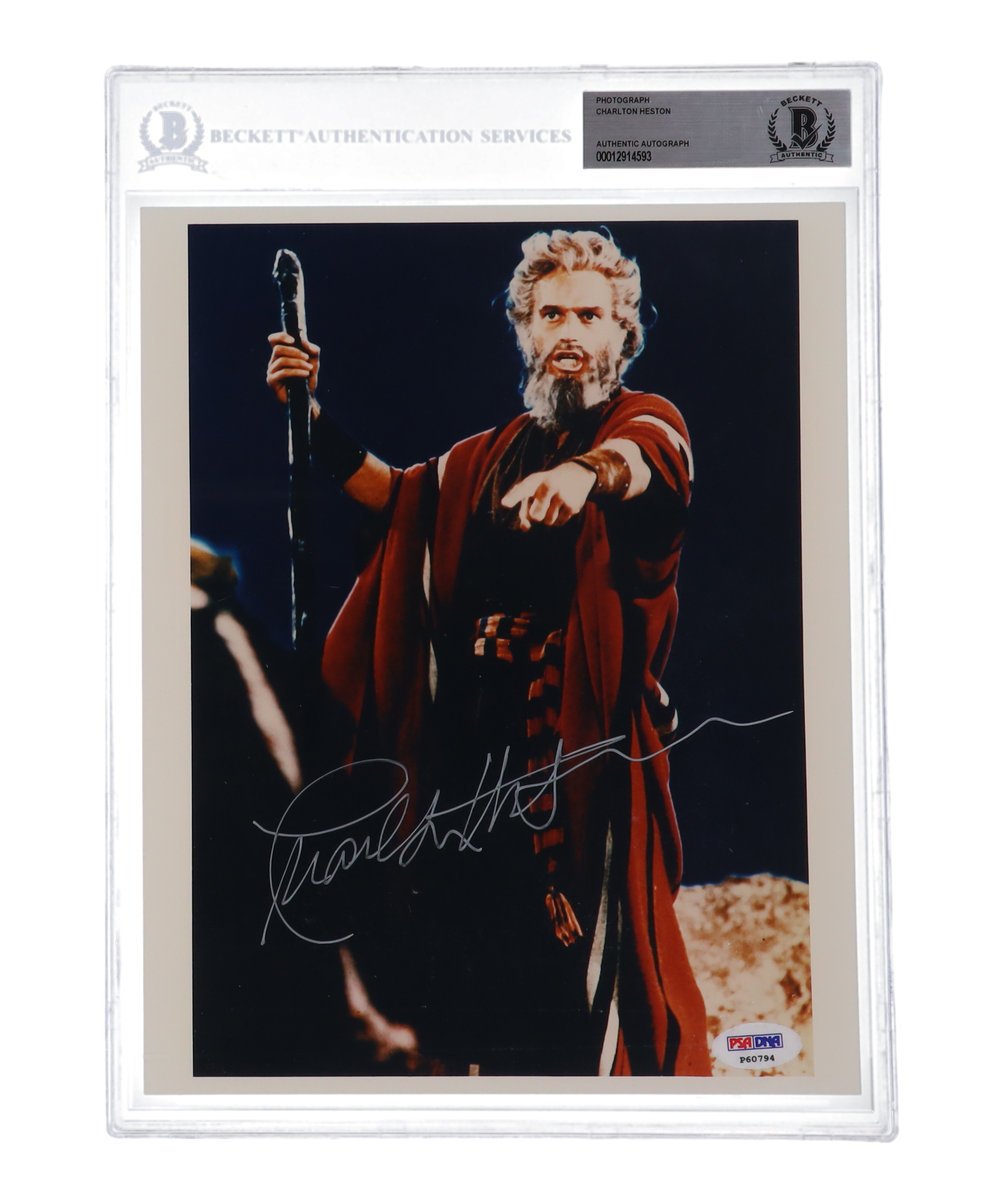Charlton Heston Signed "The Ten Commandments" 8x10 Photo (BGS) at PristineAuction.com Charlton Heston Signed "The Ten Commandments" 8x10 Photo (BGS) at PristineAuction.com