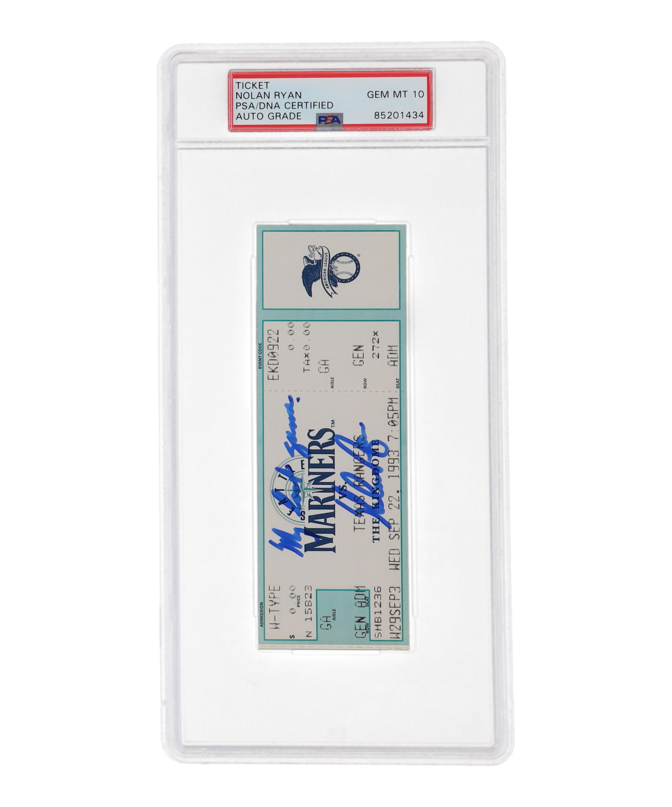 Nolan Ryan Signed Original 1993 Last Game Ticket Inscribed "My Last Game" (PSA | Auto Graded 10) at PristineAuction.com Nolan Ryan Signed Original 1993 Last Game Ticket Inscribed "My Last Game" (PSA | Auto Graded 10) at PristineAuction.com