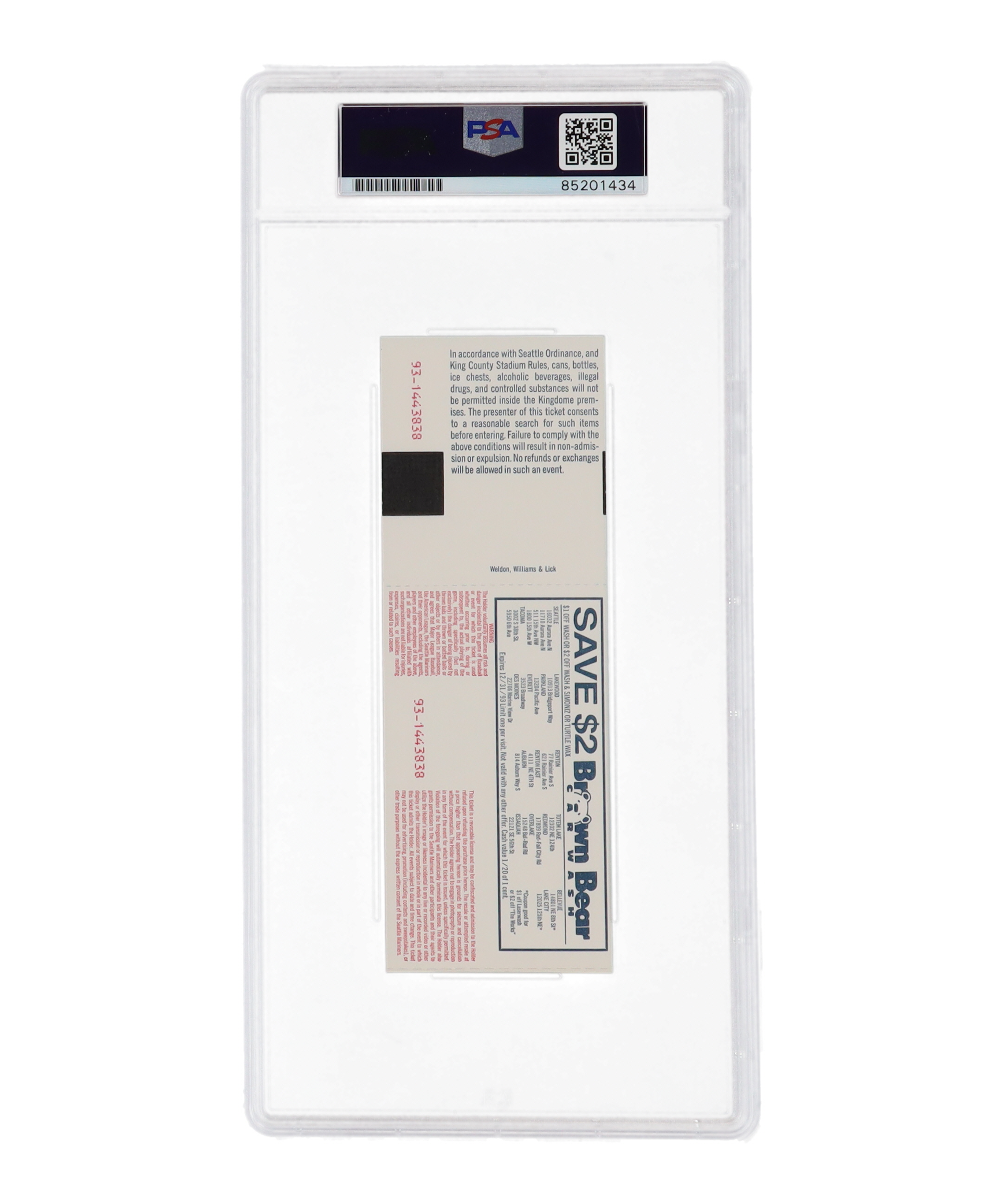 Nolan Ryan Signed Original 1993 Last Game Ticket Inscribed "My Last Game" (PSA | Auto Graded 10) at PristineAuction.com Nolan Ryan Signed Original 1993 Last Game Ticket Inscribed "My Last Game" (PSA | Auto Graded 10) at PristineAuction.com