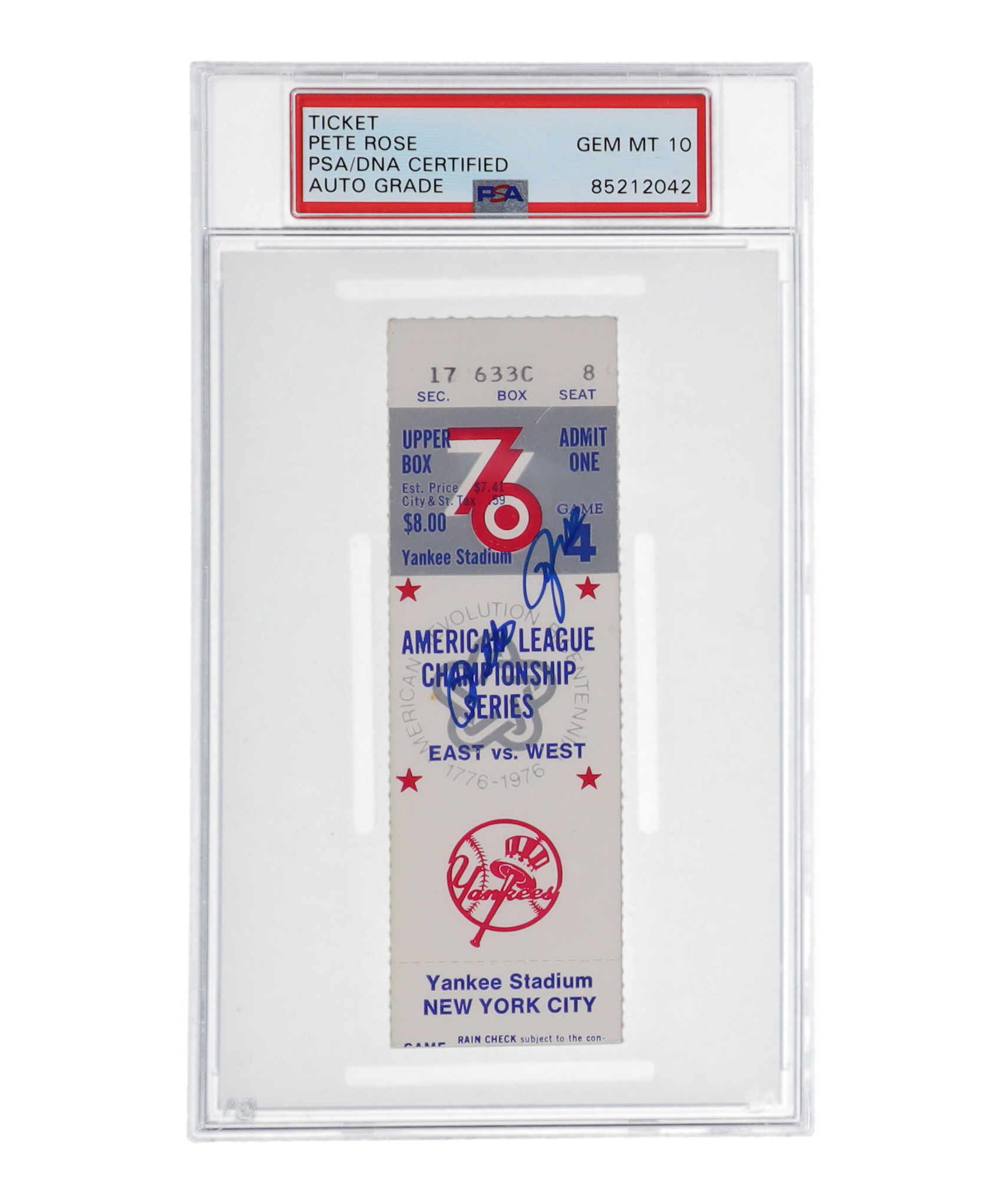 Pete Rose Signed 1976 American League Championship Series Game 4 Ticket (PSA) at PristineAuction.com Pete Rose Signed 1976 American League Championship Series Game 4 Ticket (PSA) at PristineAuction.com