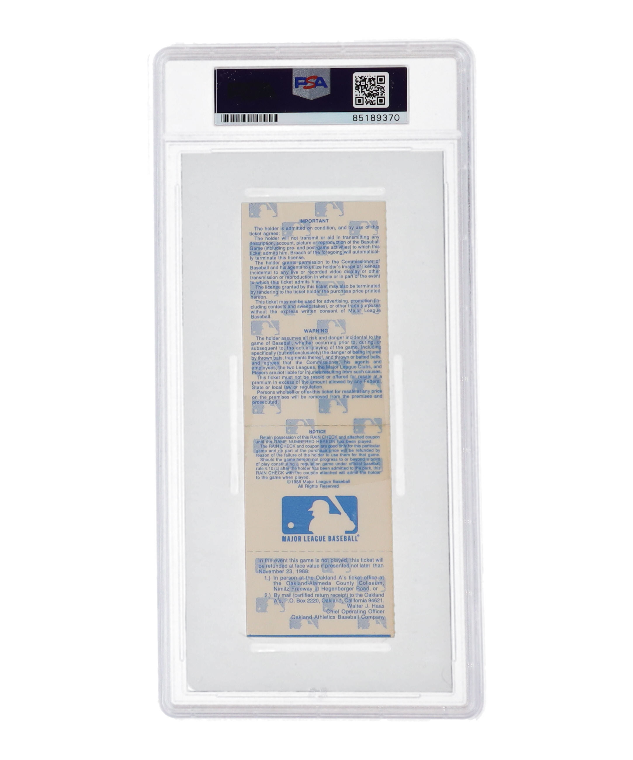 Mark McGwire Signed Athletics 1988 American League Championship Series Ticket (PSA | Auto Grade 10) at PristineAuction.com Mark McGwire Signed Athletics 1988 American League Championship Series Ticket (PSA | Auto Grade 10) at PristineAuction.com