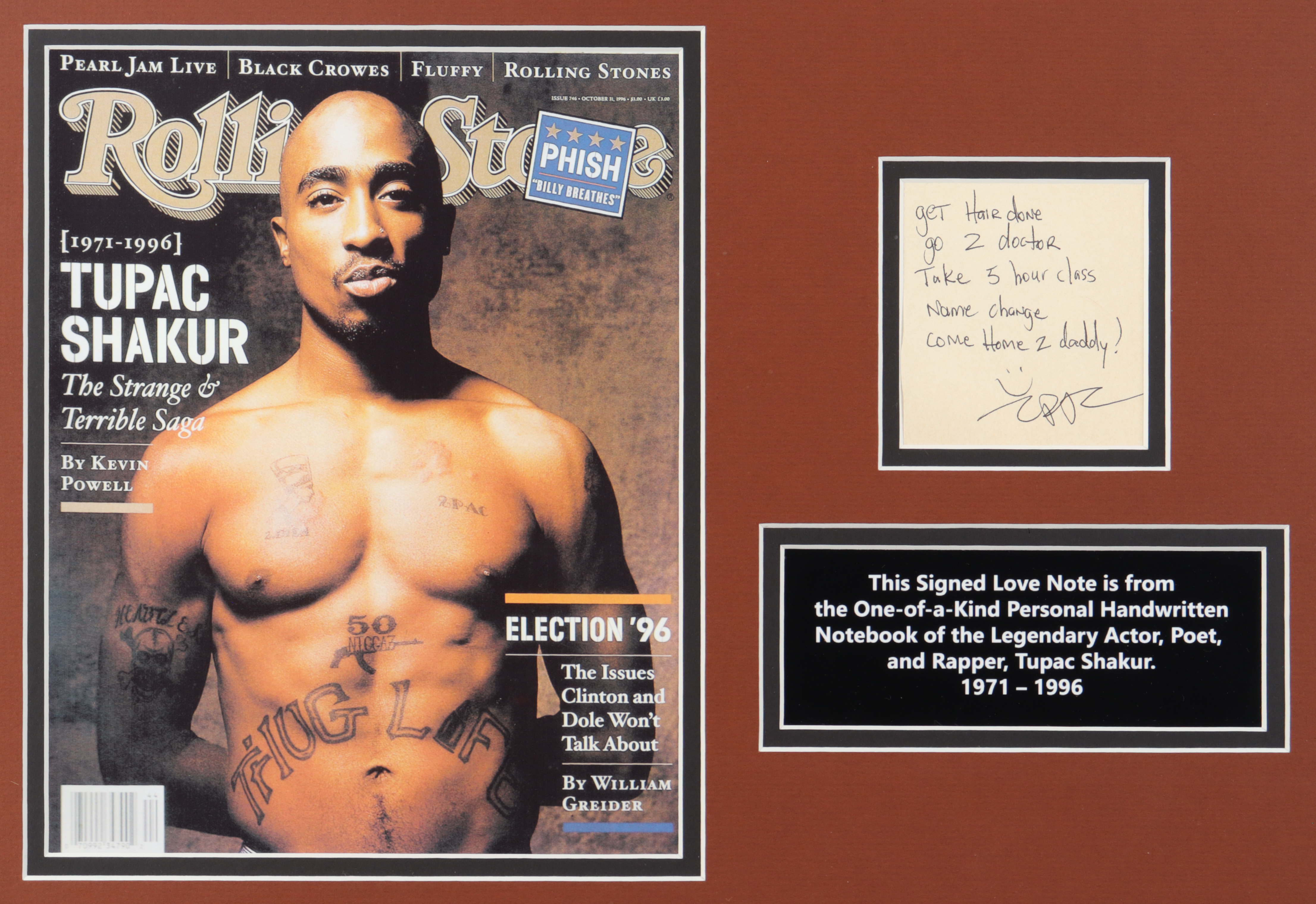 Tupac Shakur Signed & Hand-Written Custom Framed Love Note Display (JSA LOA) at PristineAuction.com Tupac Shakur Signed & Hand-Written Custom Framed Love Note Display (JSA LOA) at PristineAuction.com
