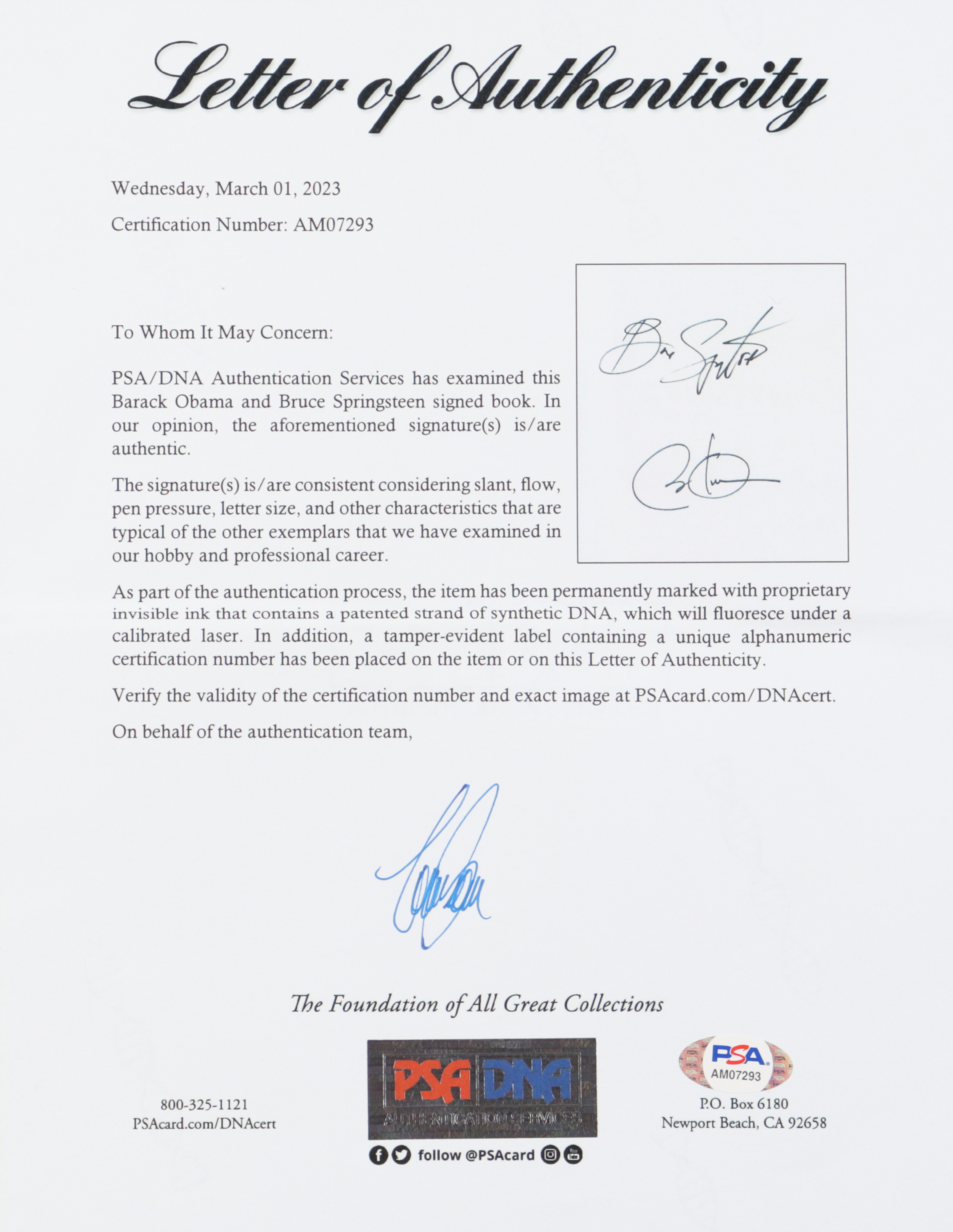 Bruce Springsteen & Barack Obama Dual Signed "Renegades: Born in the USA" Hardcover Book (PSA LOA) at PristineAuction.com Bruce Springsteen & Barack Obama Dual Signed "Renegades: Born in the USA" Hardcover Book (PSA LOA) at PristineAuction.com