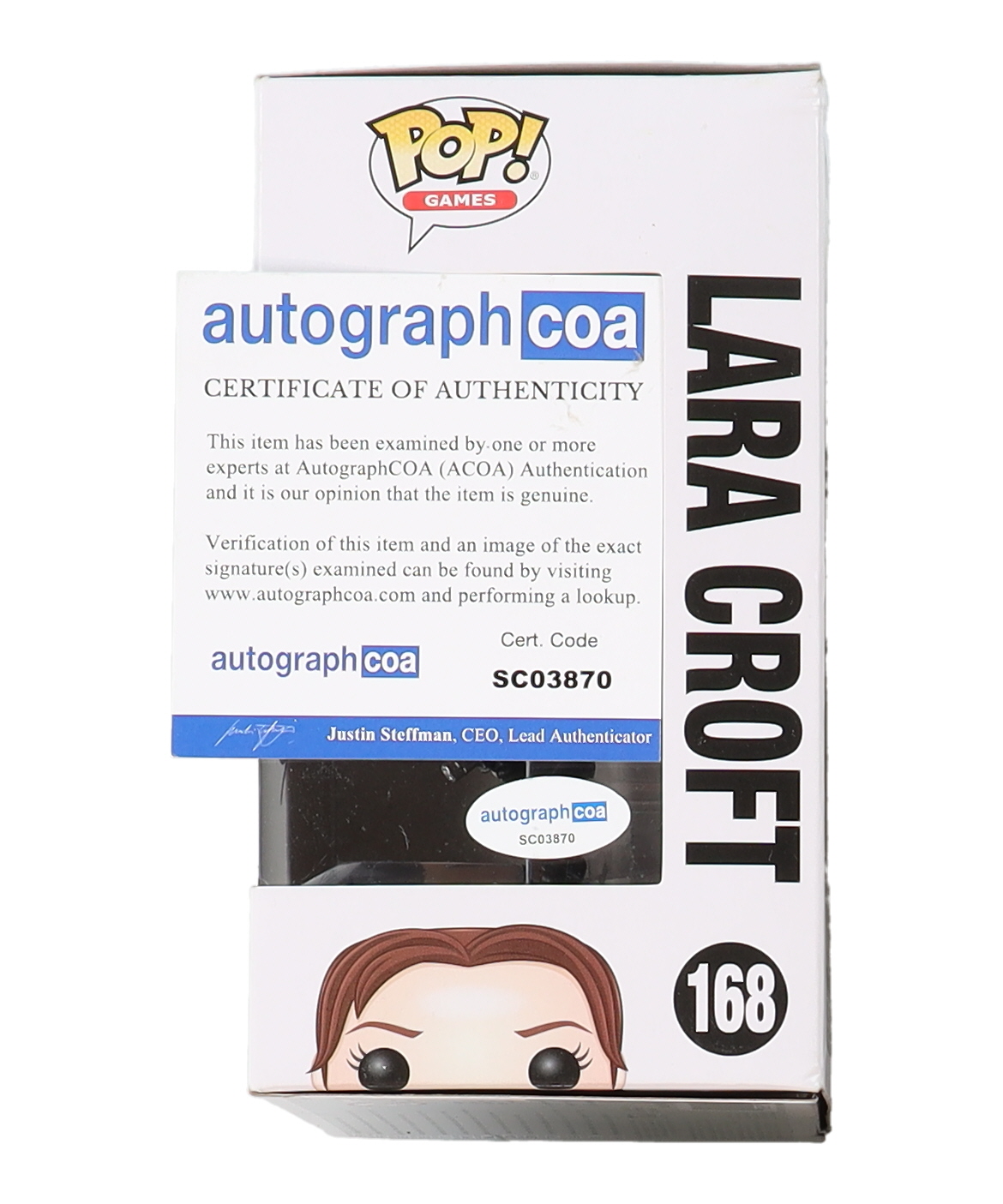 Angelina Jolie Signed "Lara Croft" #168 Lara Croft Funko Pop! Vinyl Figure (ACOA) at PristineAuction.com Angelina Jolie Signed "Lara Croft" #168 Lara Croft Funko Pop! Vinyl Figure (ACOA) at PristineAuction.com