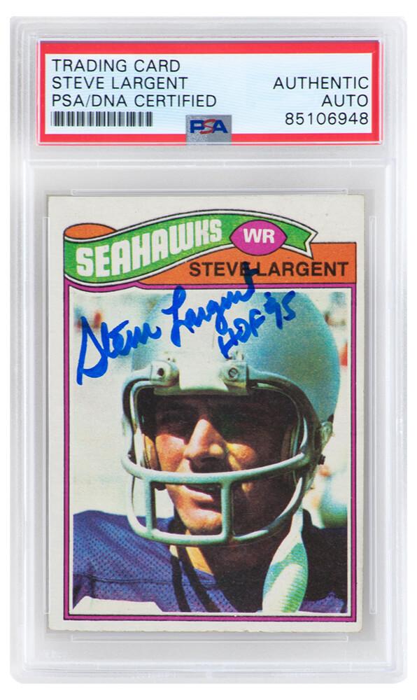Steve Largent Signed 1977 Topps #177 Inscribed "HOF '95" (PSA) at PristineAuction.com Steve Largent Signed 1977 Topps #177 Inscribed "HOF '95" (PSA) at PristineAuction.com