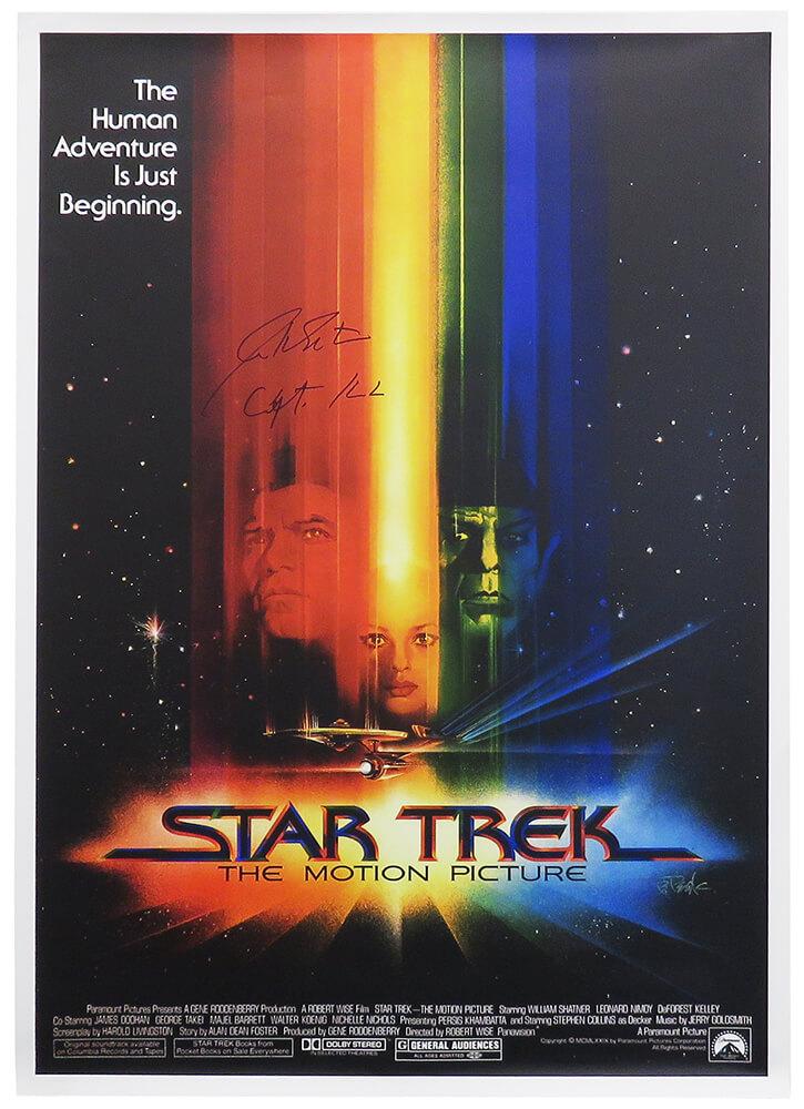 William Shatner Signed "Star Trek: The Motion Picture" 27x40 Movie Poster Inscribed "Capt Kirk" (Schwartz) at PristineAuction.com William Shatner Signed "Star Trek: The Motion Picture" 27x40 Movie Poster Inscribed "Capt Kirk" (Schwartz) at PristineAuction.com