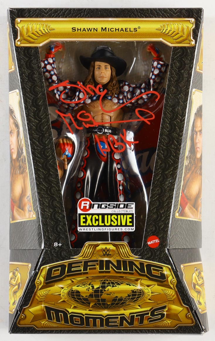 Shawn Michaels Signed WWE Defining Moments Action Figure Inscribed "HBK" (Beckett) at PristineAuction.com Shawn Michaels Signed WWE Defining Moments Action Figure Inscribed "HBK" (Beckett) at PristineAuction.com